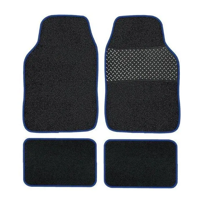 Autogear 4 Piece Floor Mat Set Black With Red Trim
