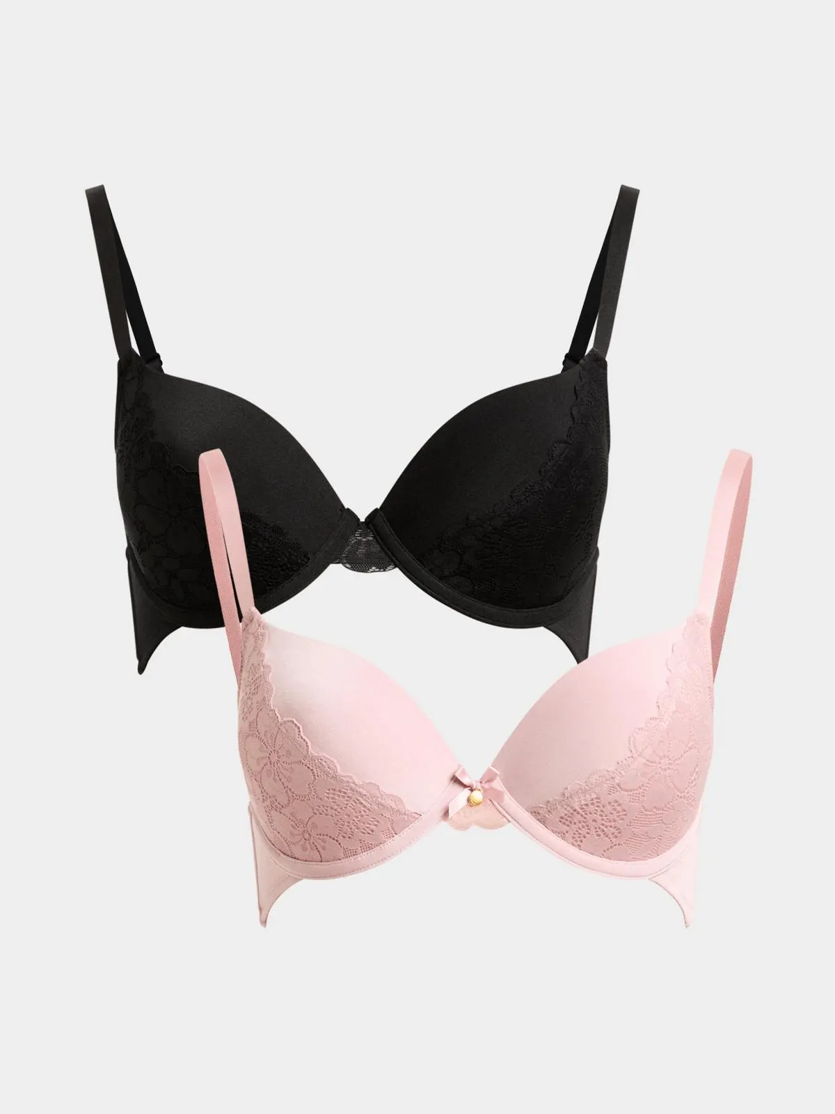 Jet Women’s 2 Pack Blush Black Gold Ring Lace T Shirt Bra