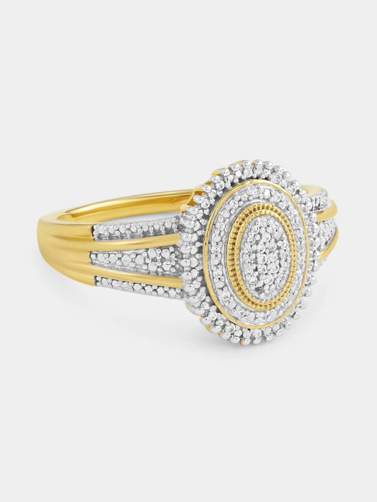 Yellow Gold Earth Grown Diamond Oval Double Halo Ring