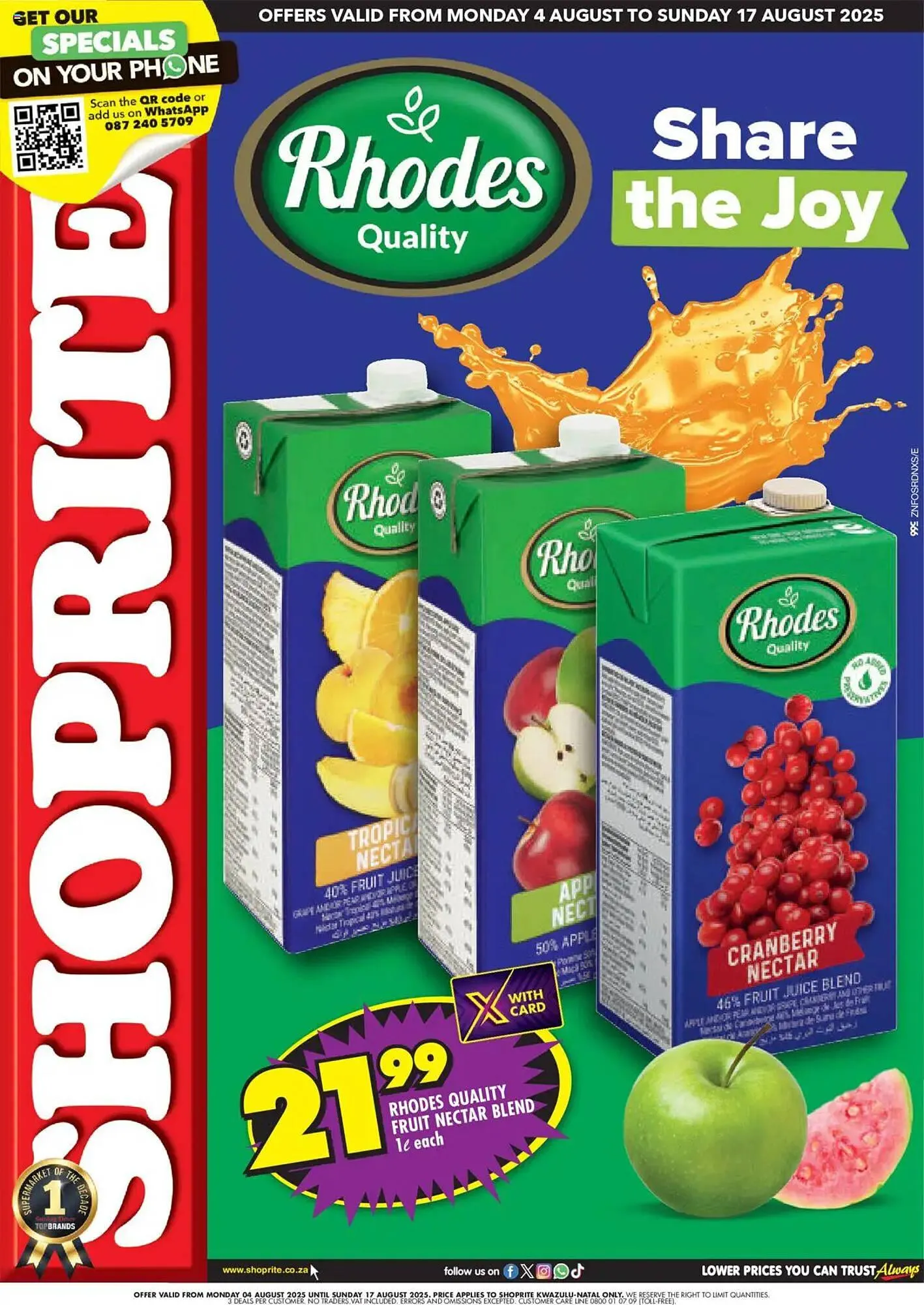 Shoprite catalogue from 4 August to 17 August 2025 - Catalogue Page 1