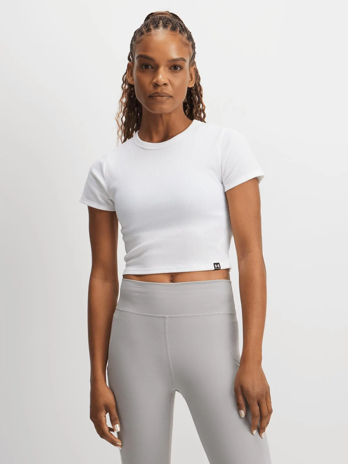 Under Armour Womens Rival Rib White Baby Tee