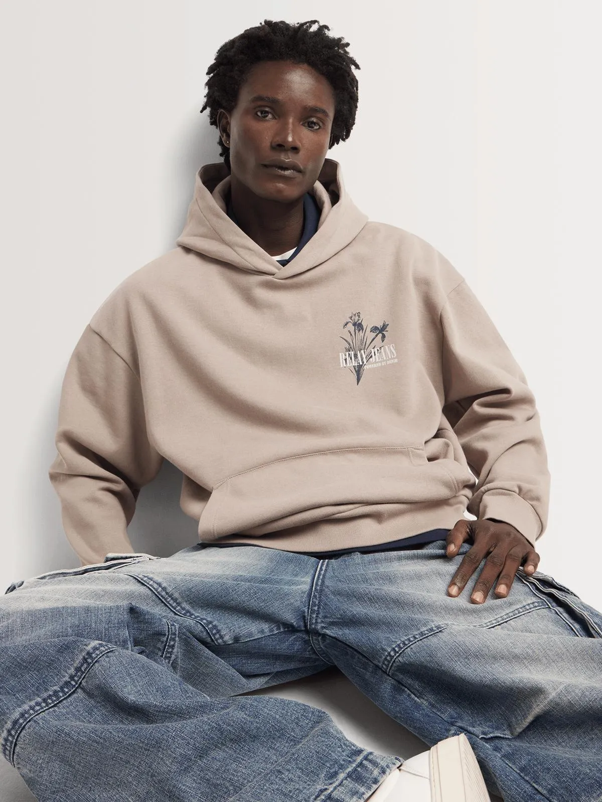 Relay Jeans Men's Boxy Floral Stone Hoody