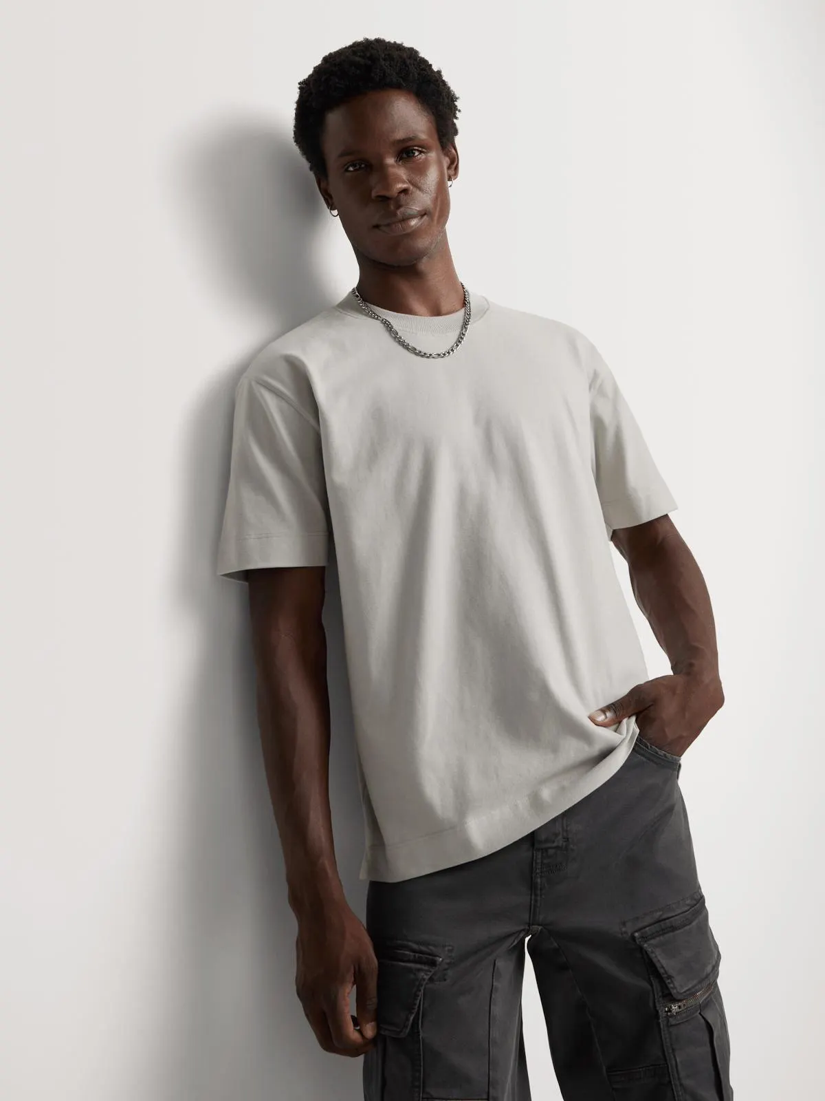 Markham Men's Oversized Fit Light Grey T-Shirt