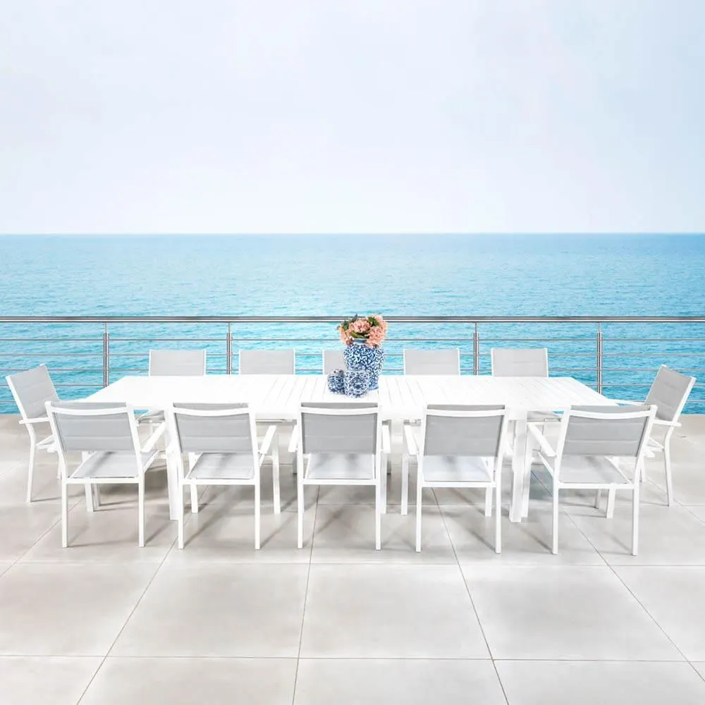 Bon 12-Seater Extendable Dining Set White & Light Grey