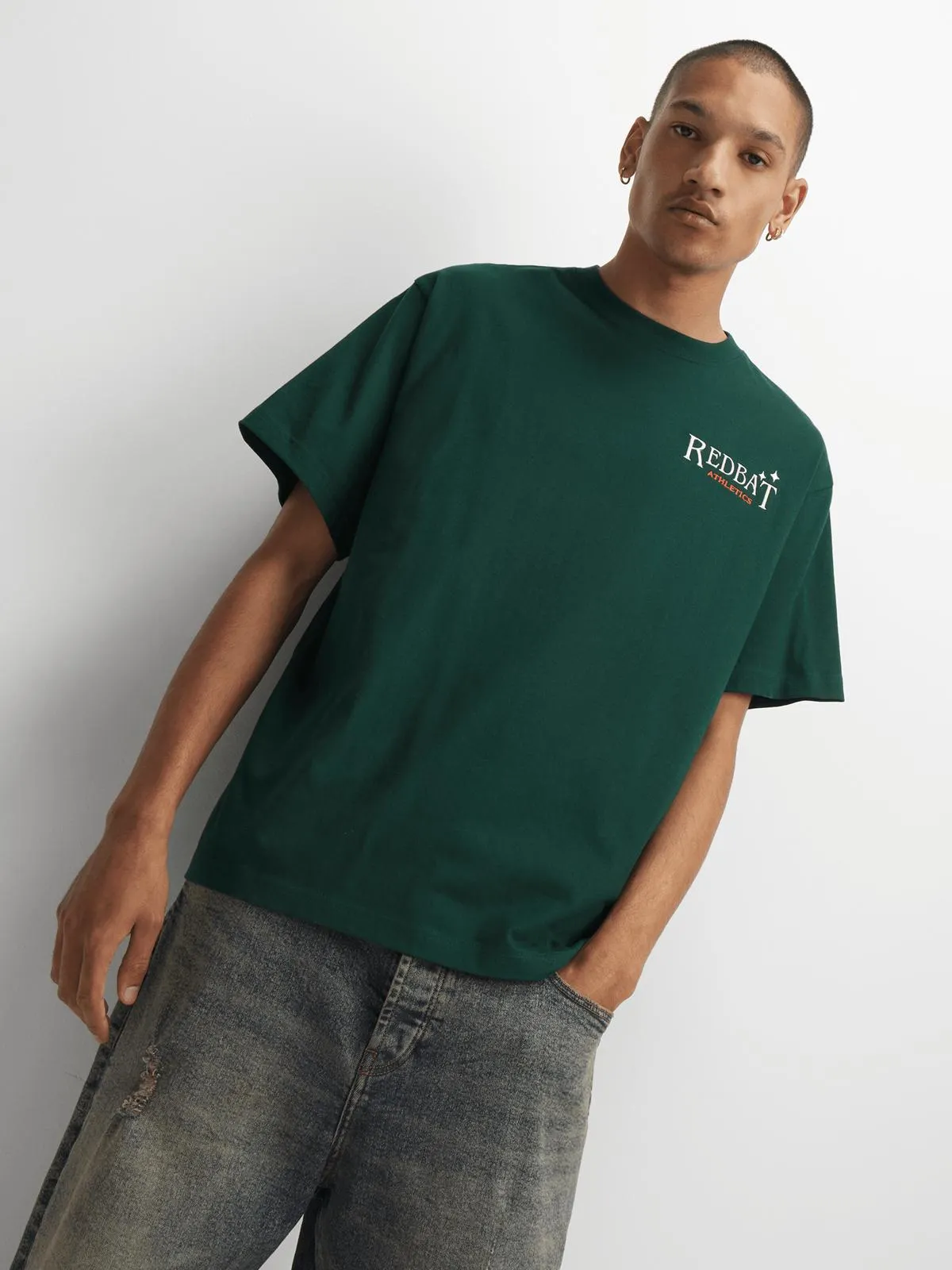 Redbat Athletics Men's Green Relaxed T-Shirt