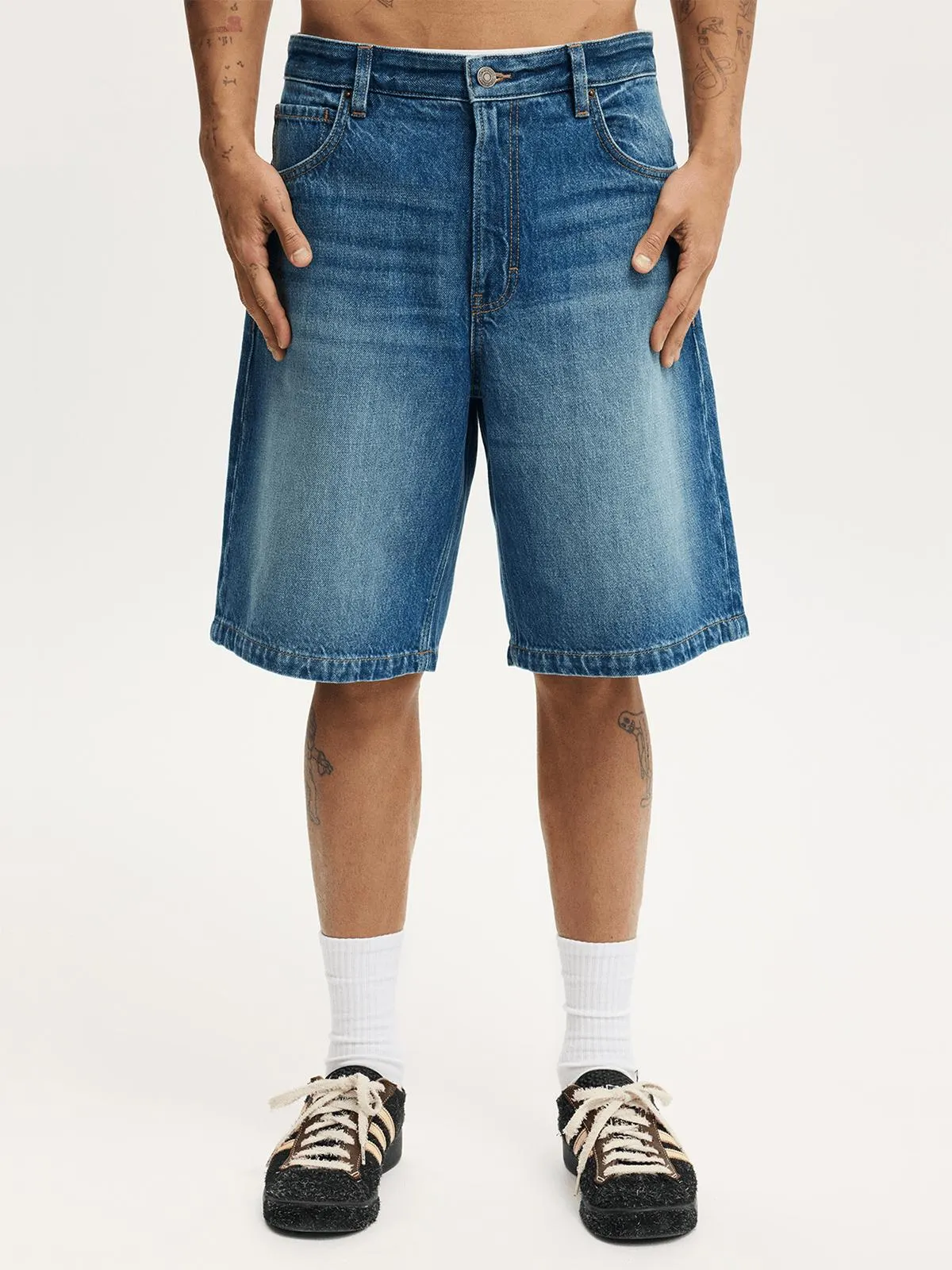 Men's Cotton On Med Blue Baggy Denim Shorts