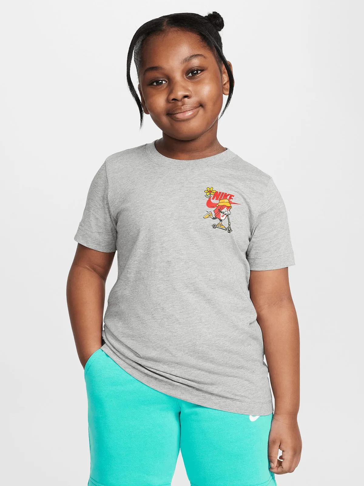 Nike Unisex Youth Boxy Scooter Grey T-Shirts