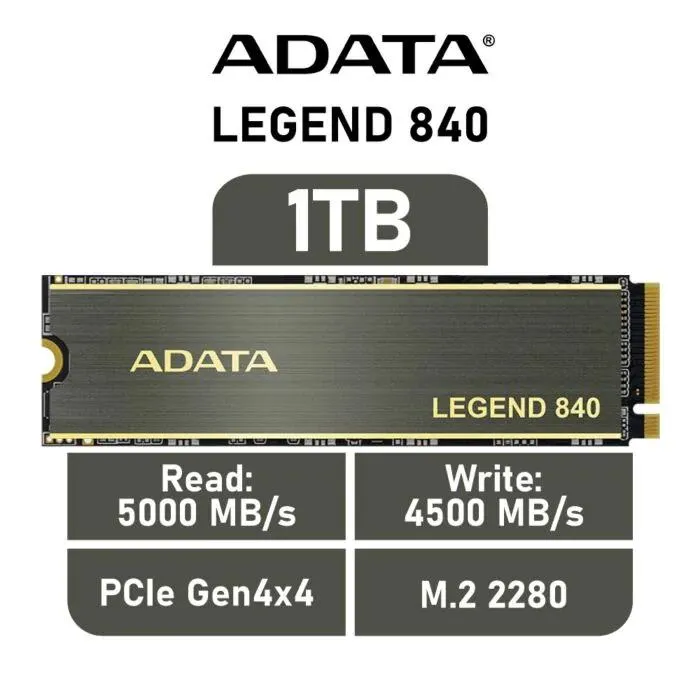 ADATA LEGEND 840 1TB PCIe Gen4x4 ALEG-840-1TCS M.2 2280 Solid State Drive