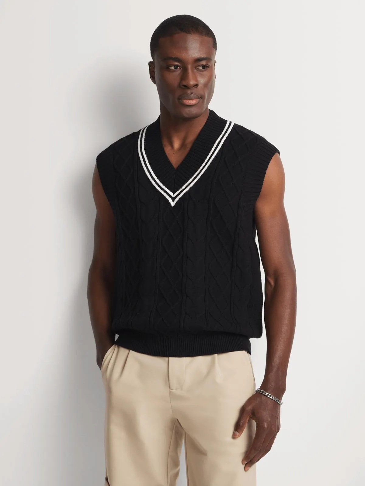 Fabiani Men's Black Gilet Sweater Vest