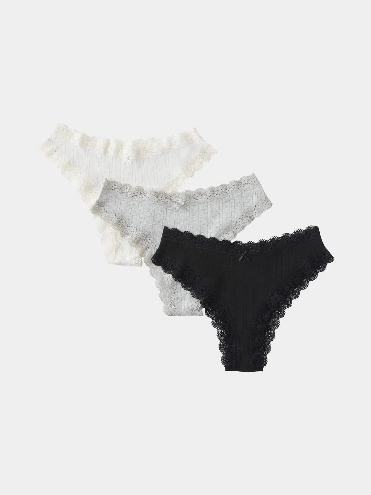 Women's Cotton On Multicolour Organic Cotton Lace Cheeky Brief 3 Pack