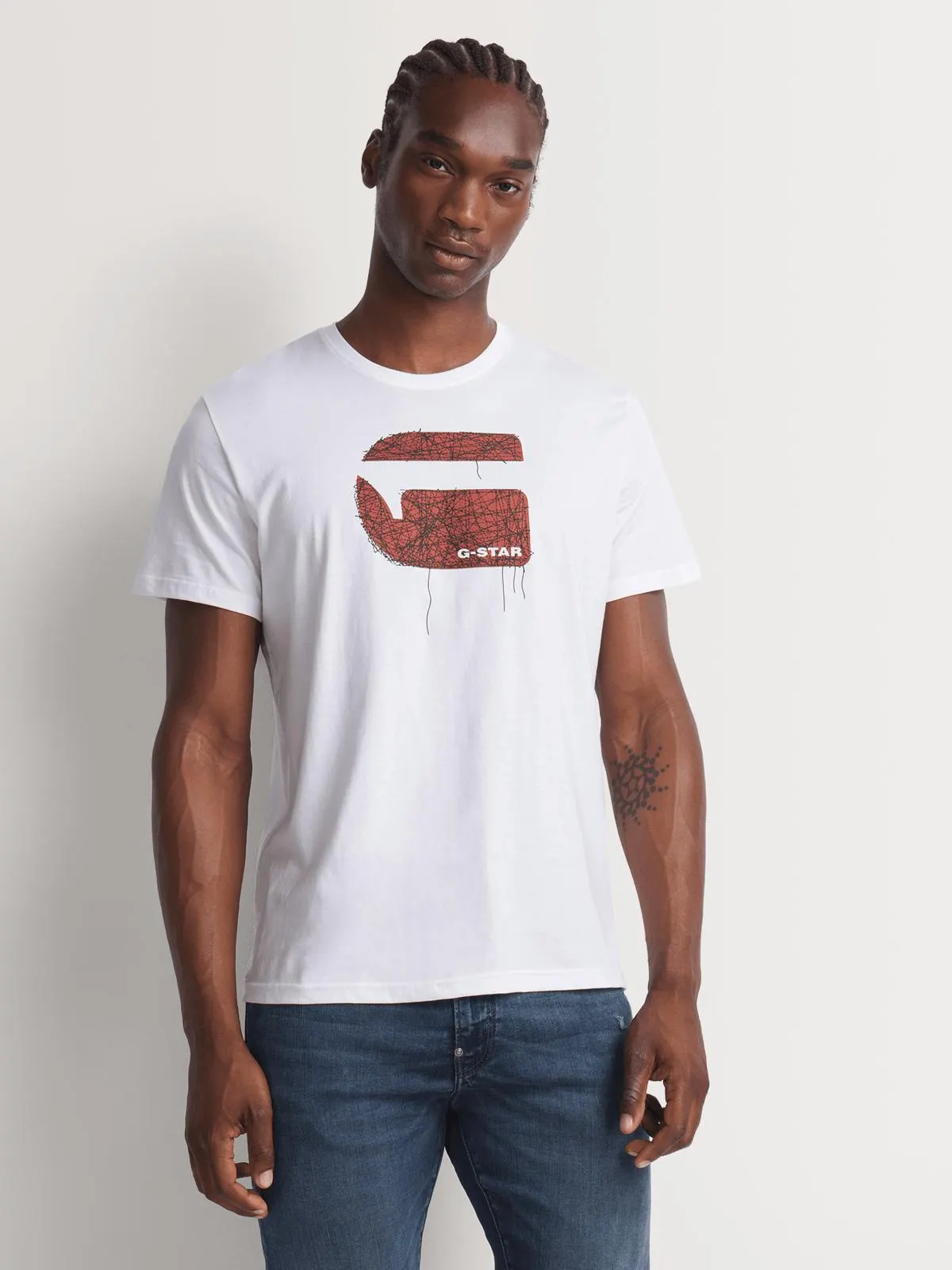 G-Star Men's Thread Graphic White T-Shirt