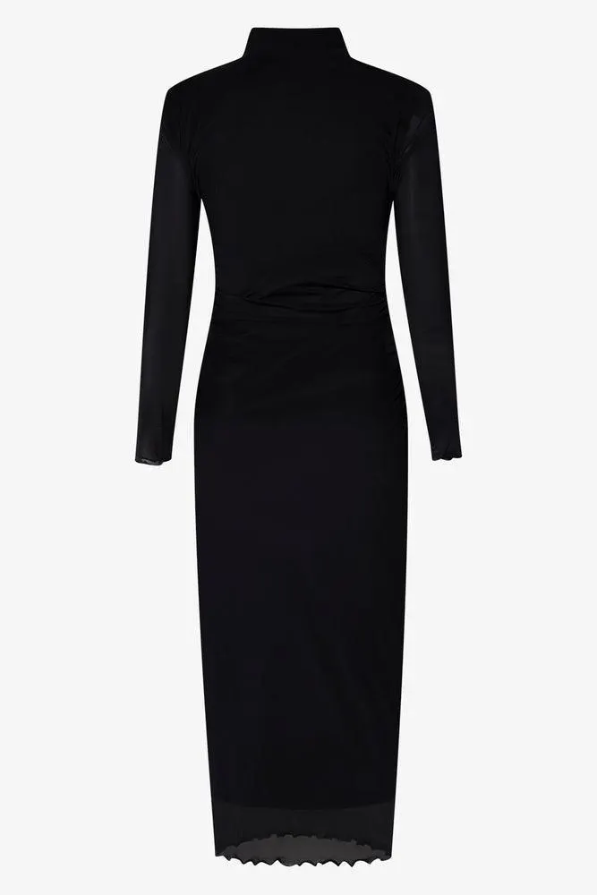 Mesh Long Sleeve Bodycon Dress Black