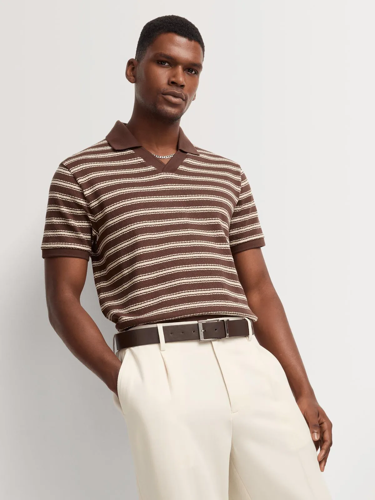 Markham Men's Varriegated Stripe Brown and Ecru Golfer