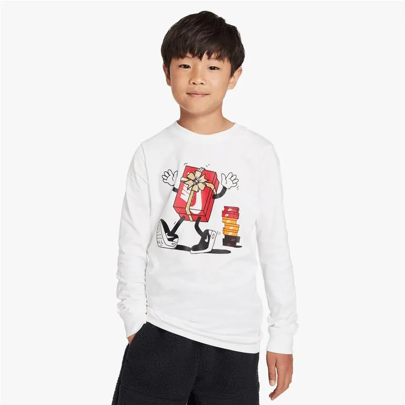 Nike Unisex Youth NSW Long Sleeve White T-shirt