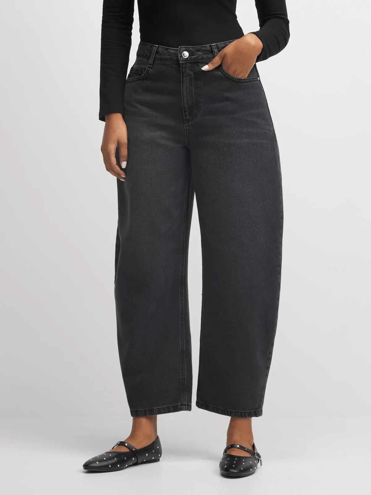 Jet Women's Grey Barrel Leg Jeans