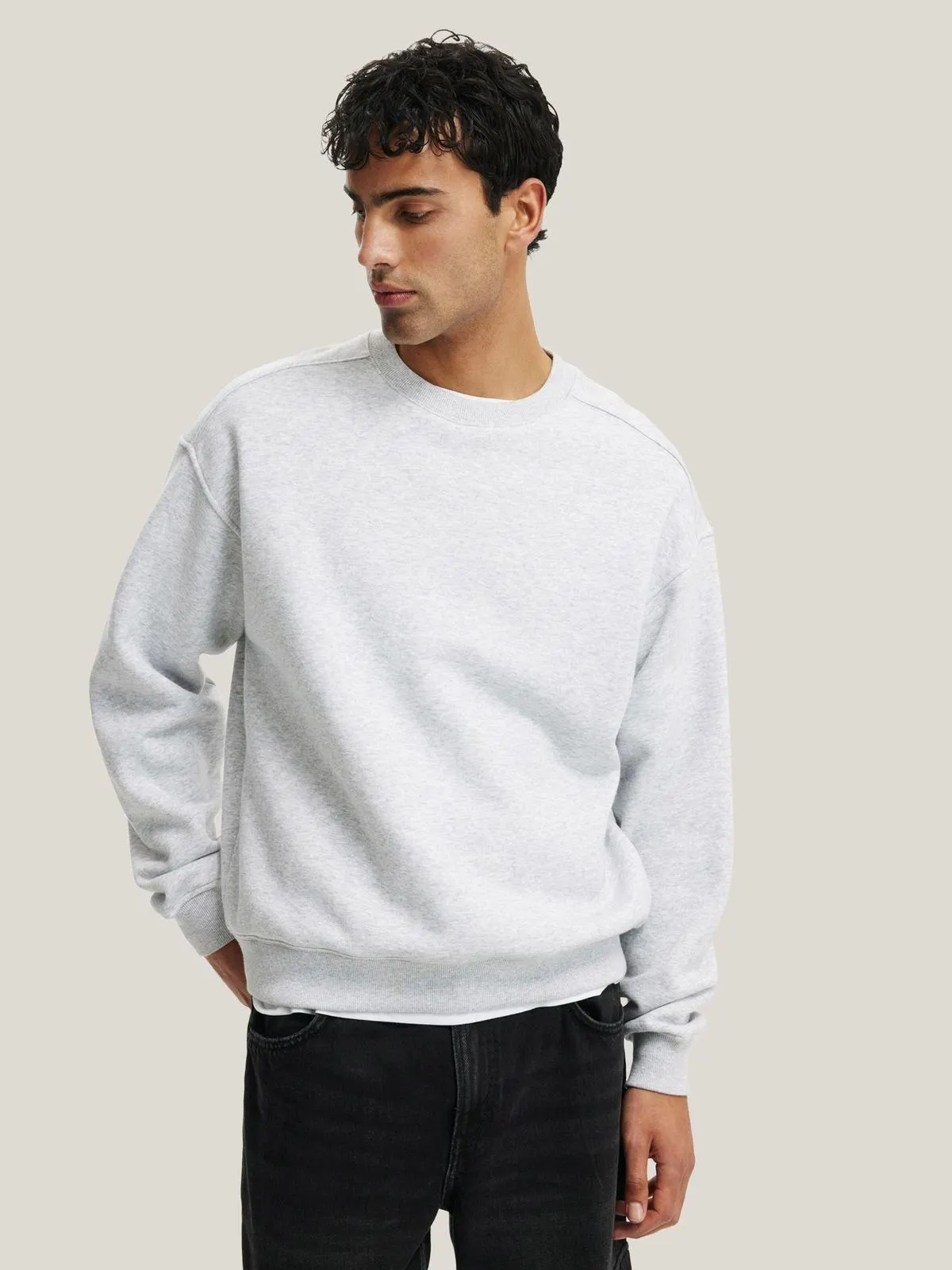 Men's Cotton On Grey Box Fit Crew Sweater