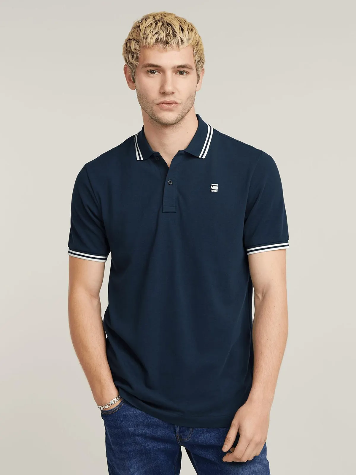 G-Star Men's Dunda Slim Stripe Navy Polo