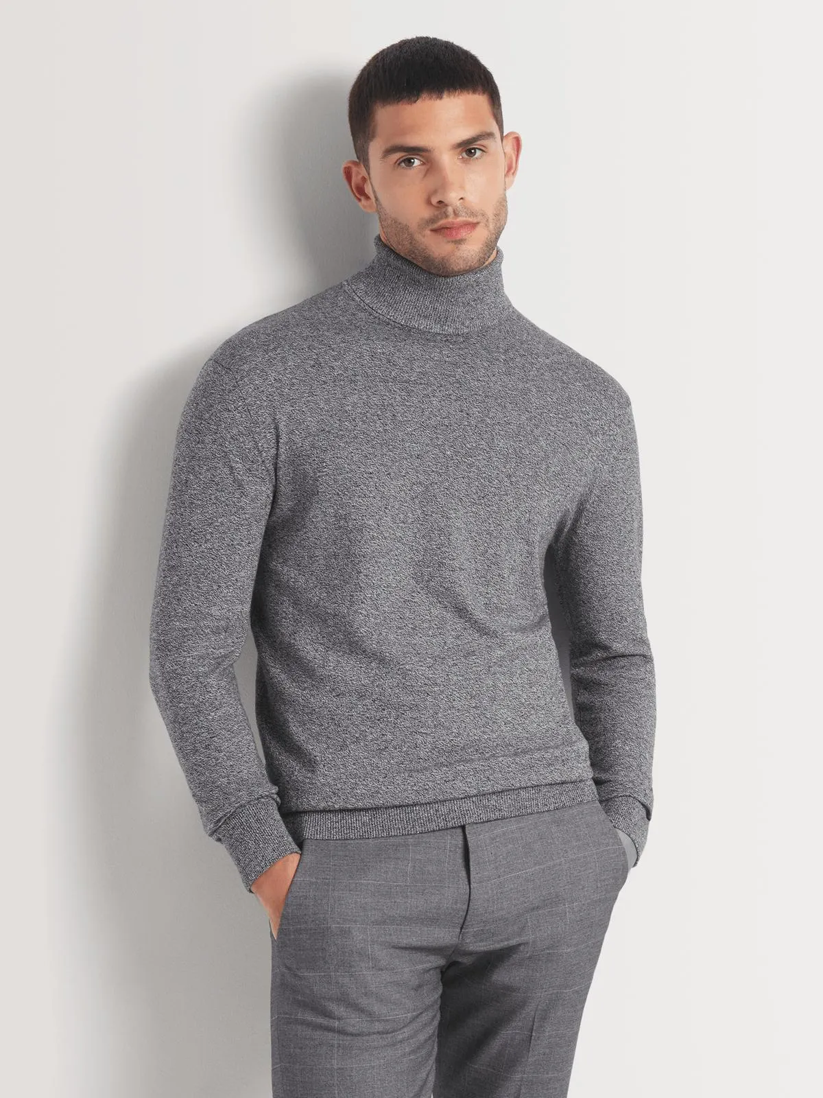 Men's Markham Charcoal Knitwear Poloneck