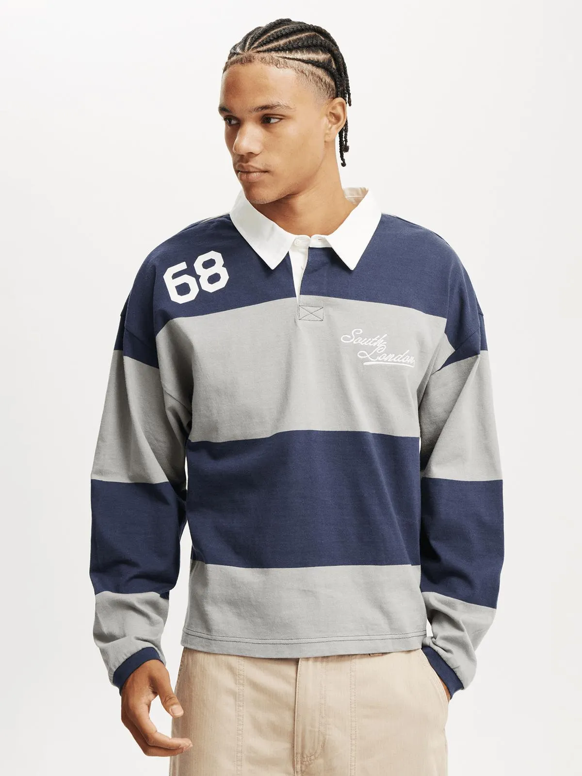 Men's Cotton On Multi Box Fit Rugby Long Sleeve Top