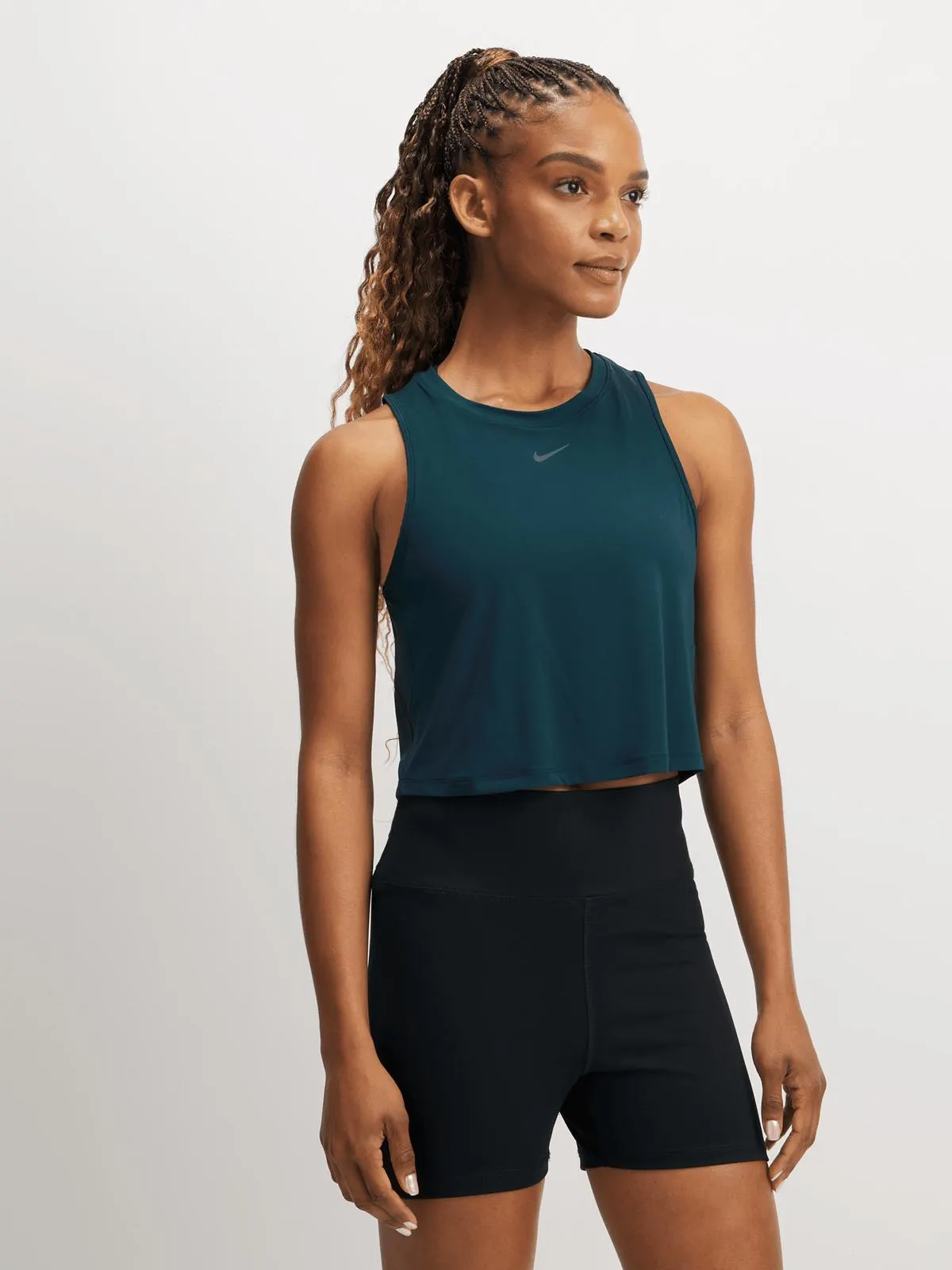 Nike Womens One Classics Armory Navy Cropped Tank Top