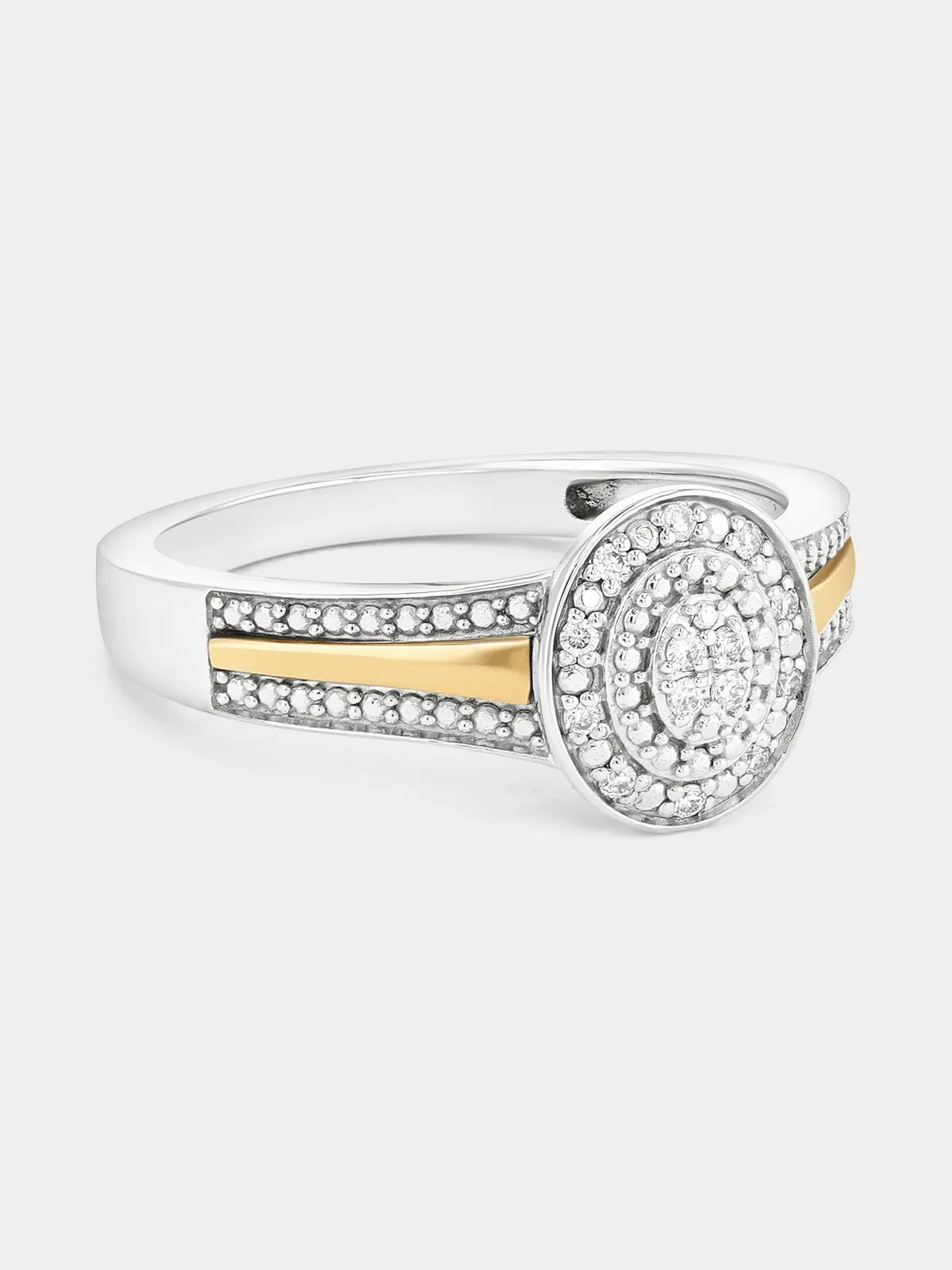 Yellow Gold & Sterling Silver Lab Grown Diamond Oval Double Halo Ring