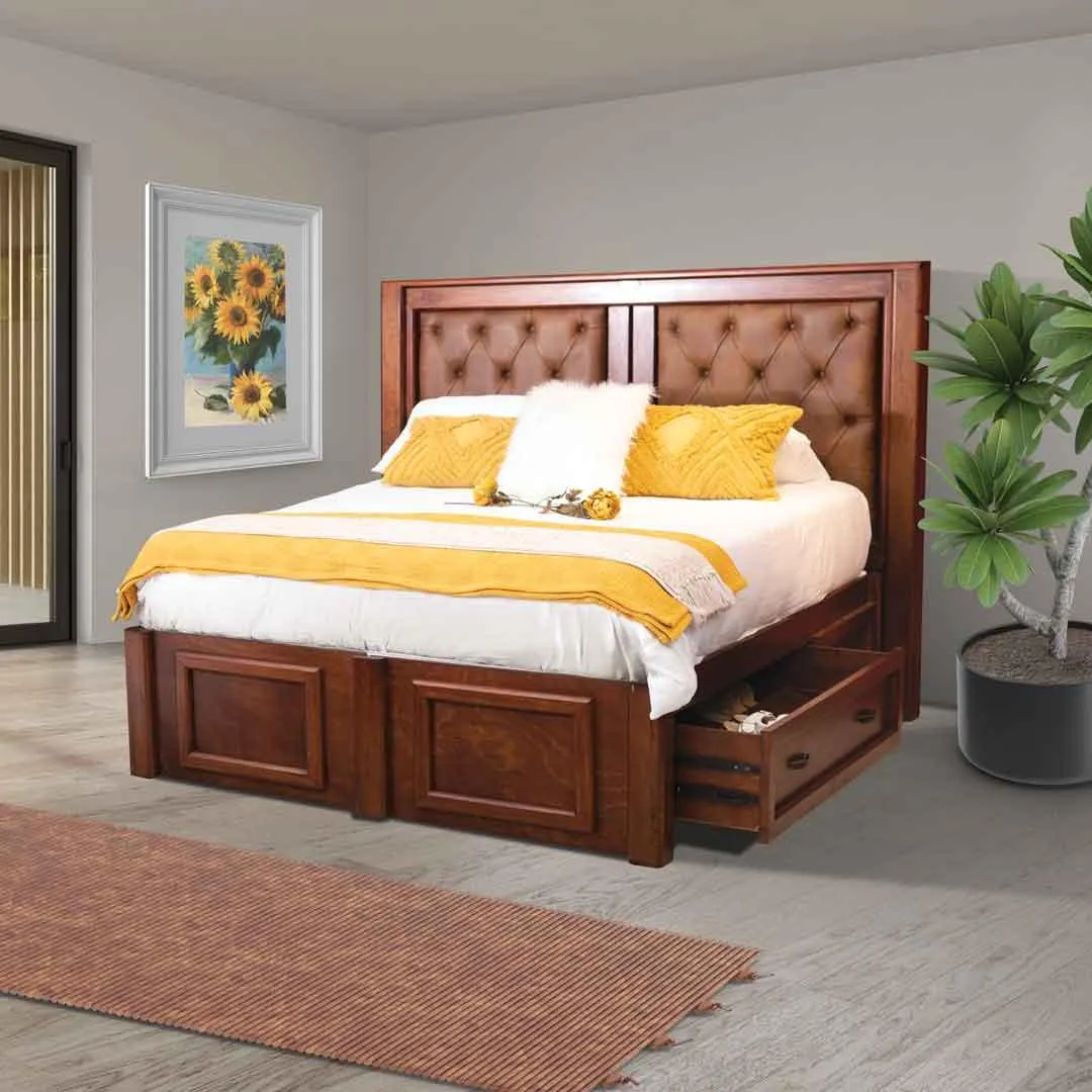 Shoe drawer bed with buttoned padding