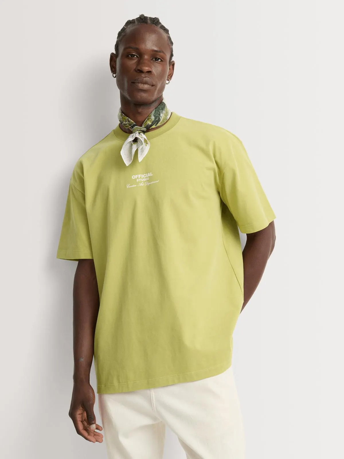 Markham Men's Oversized Official Studio Sueded Fatigue Graphic T-Shirt