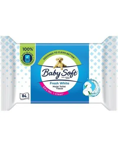 Baby Soft Moist Toilet Tissue Fresh White (84's)