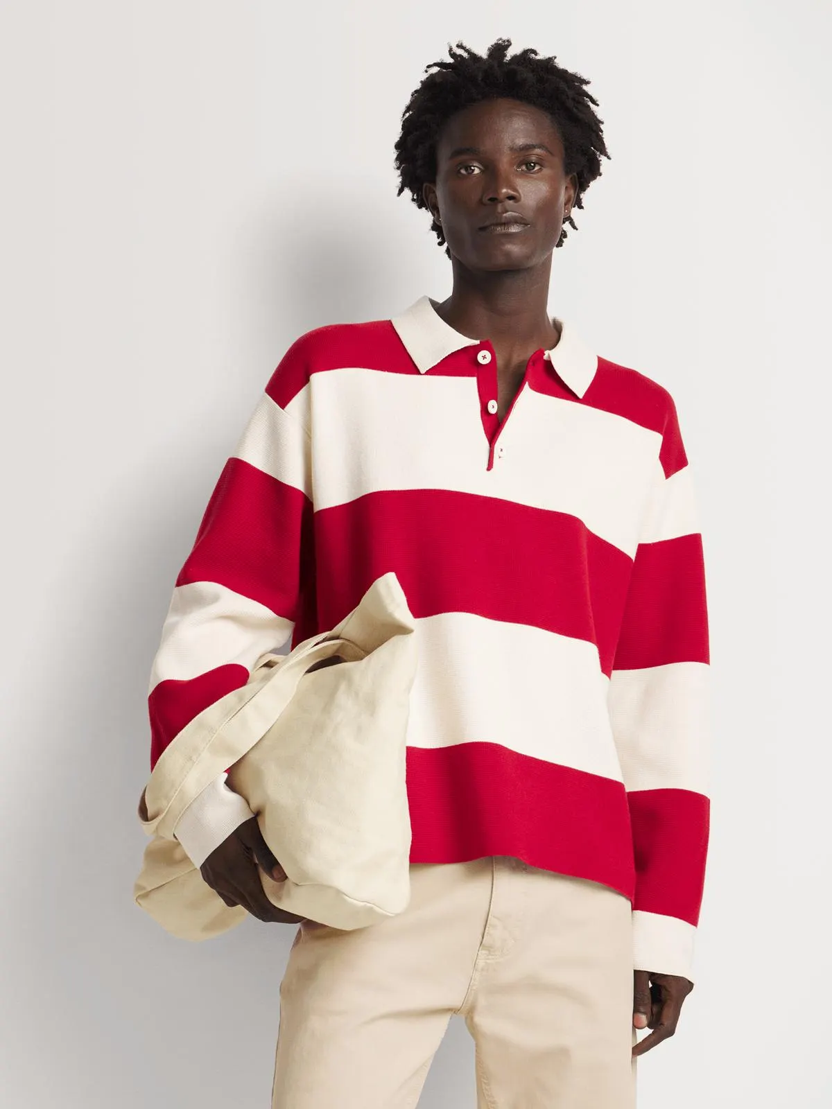Markham Men's Longsleeve Stripe Red/Ecru Knitwear Golfer