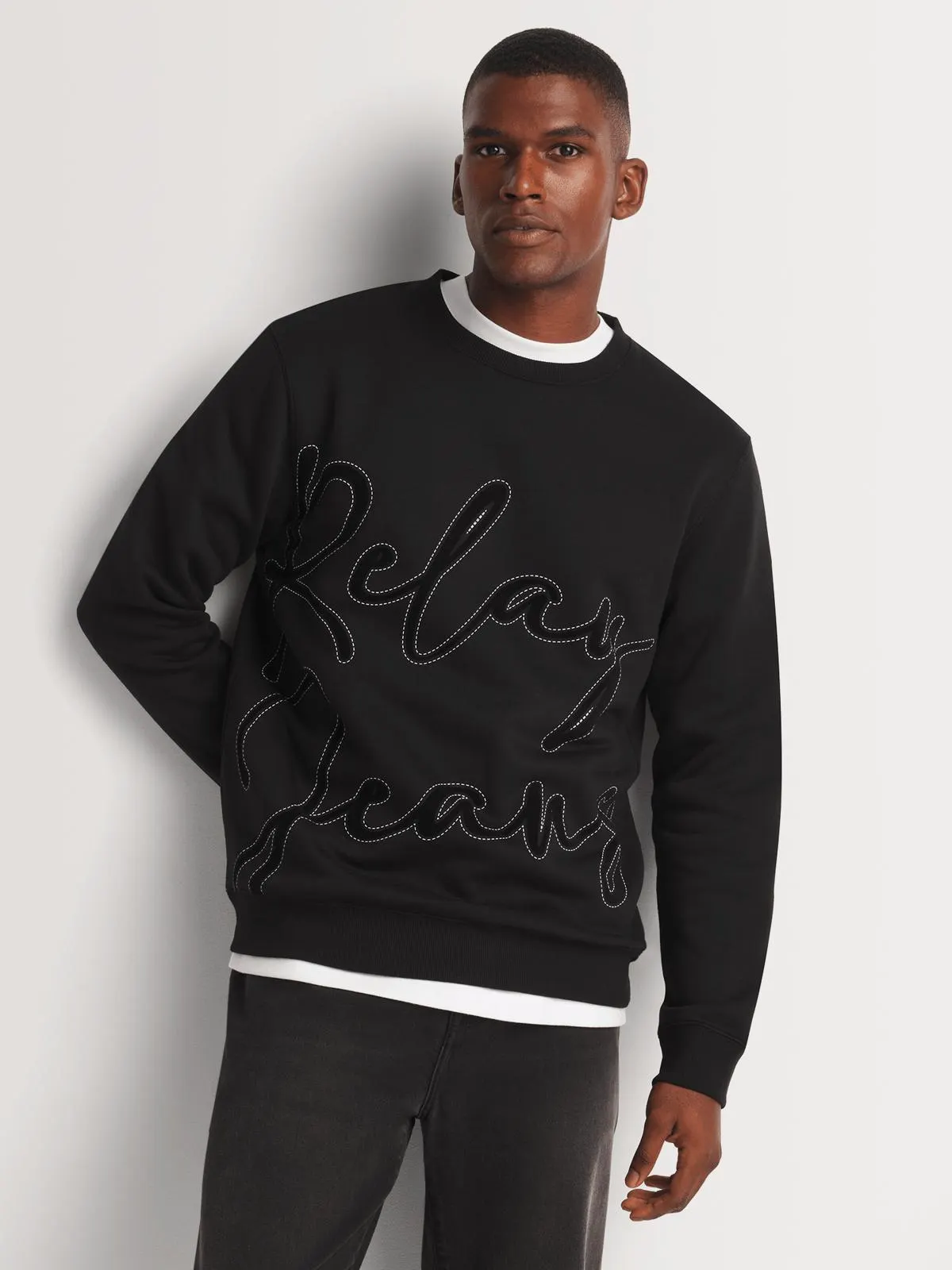 Men's Relay Jeans Flock Black Sweater