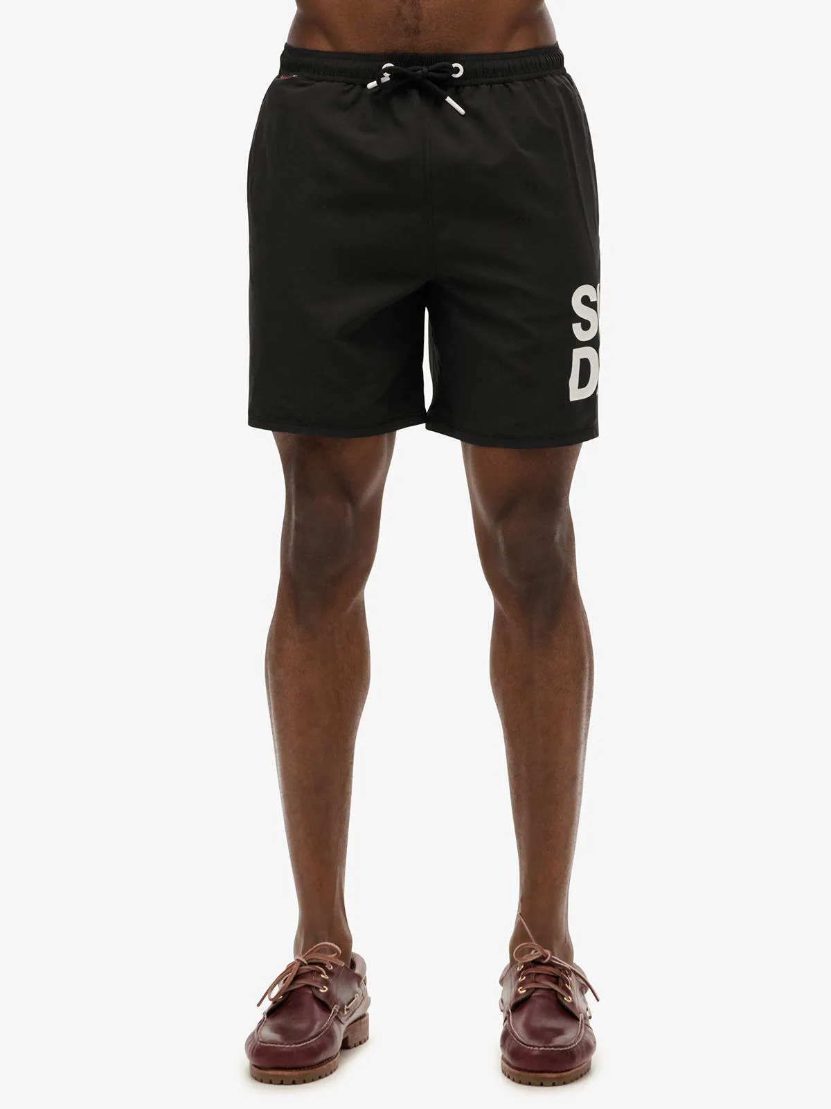 Men's Superdry Black Sportswear Logo 17 Swim Shorts