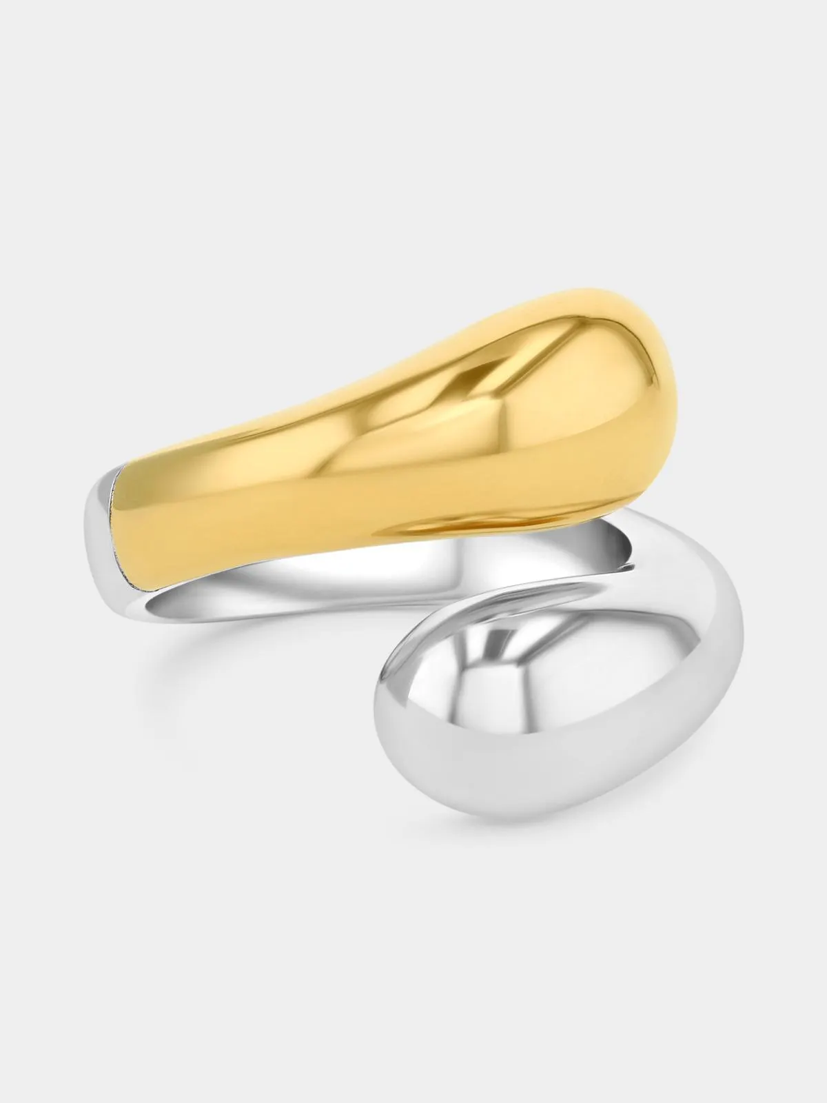 Gold Plated Sterling Silver Two-Tone Open Wrapover Ring