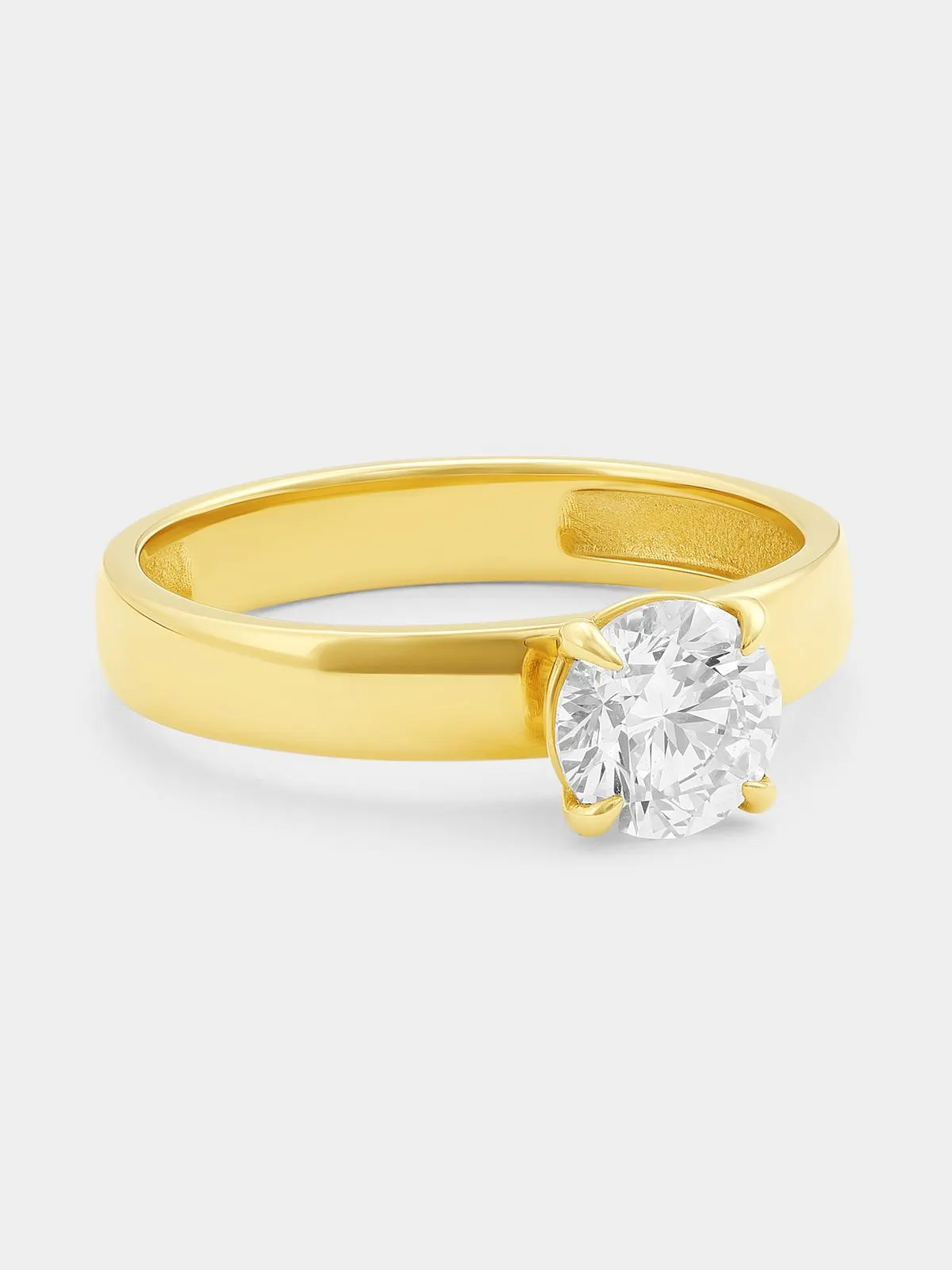 Yellow Gold 1.00ct Lab Grown Diamond Solitaire Broad Ring
