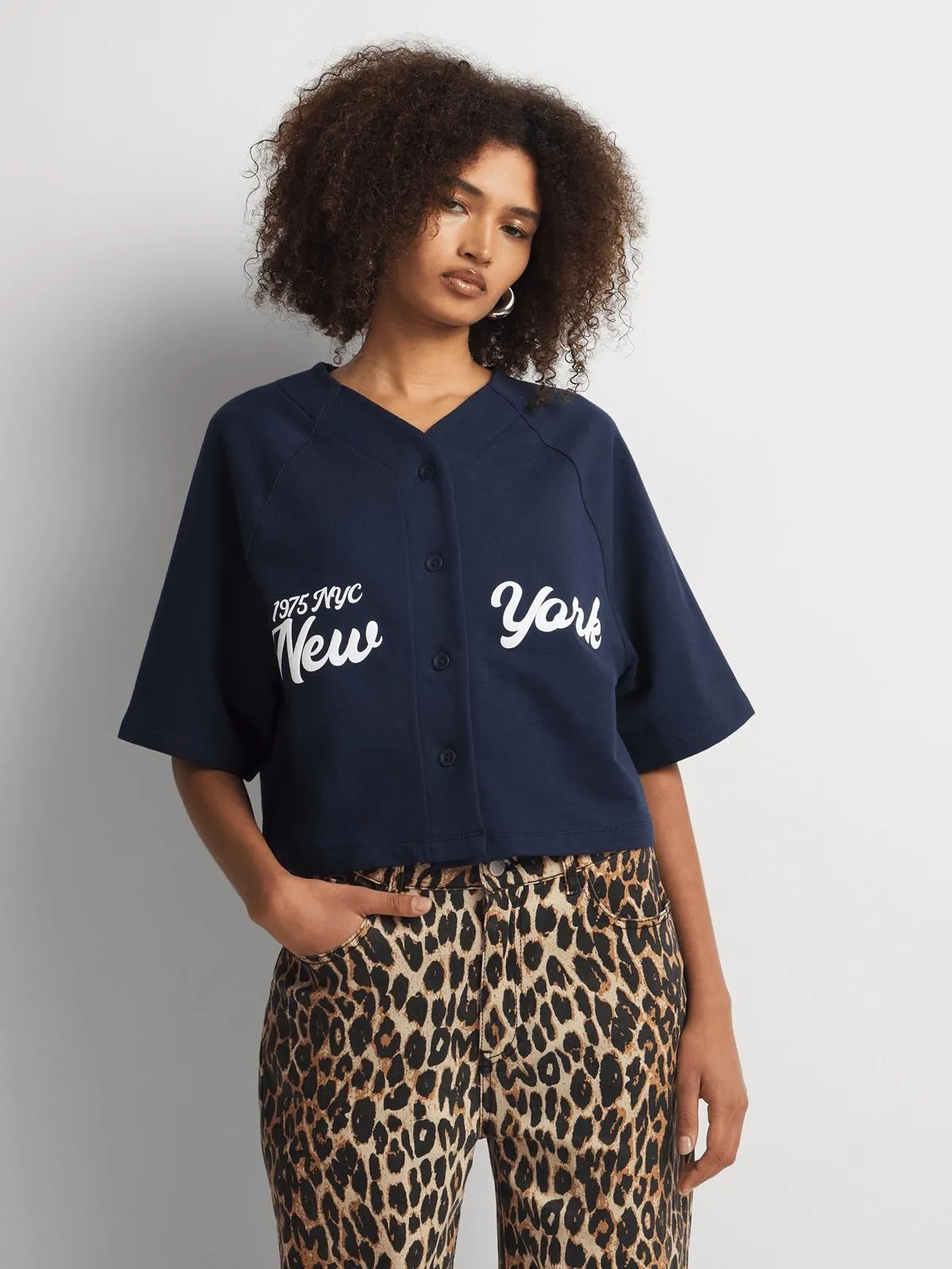 Y&G New York Baseball Button-Through Sweat Top