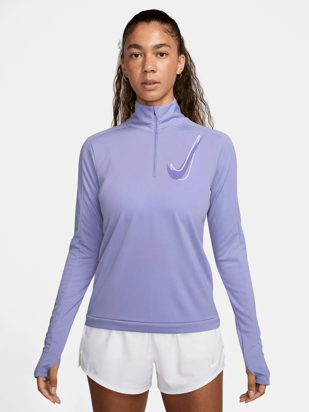Nike Womens Swoosh Dri-Fit 1/2 Zip Lilac Ice Mid Layer Top