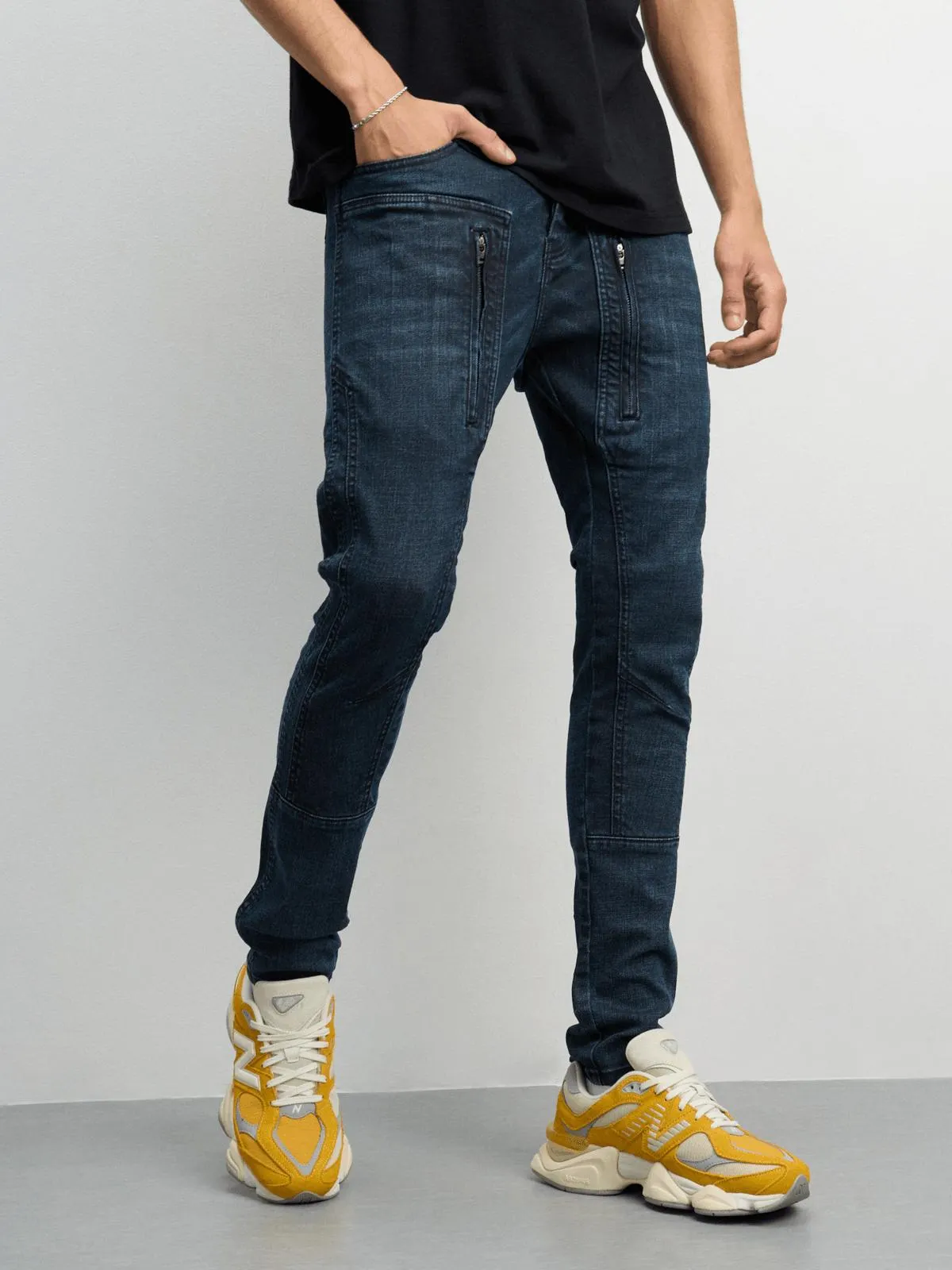 Redbat Men's Coated Msport Skinny Dark Blue Jeans