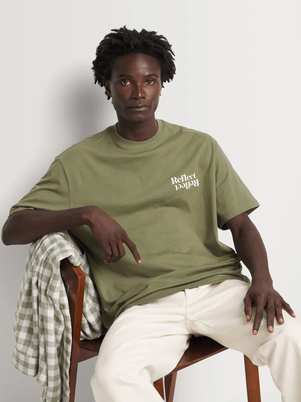 Markham Men's Reflection Graphic Olive Green T-Shirt