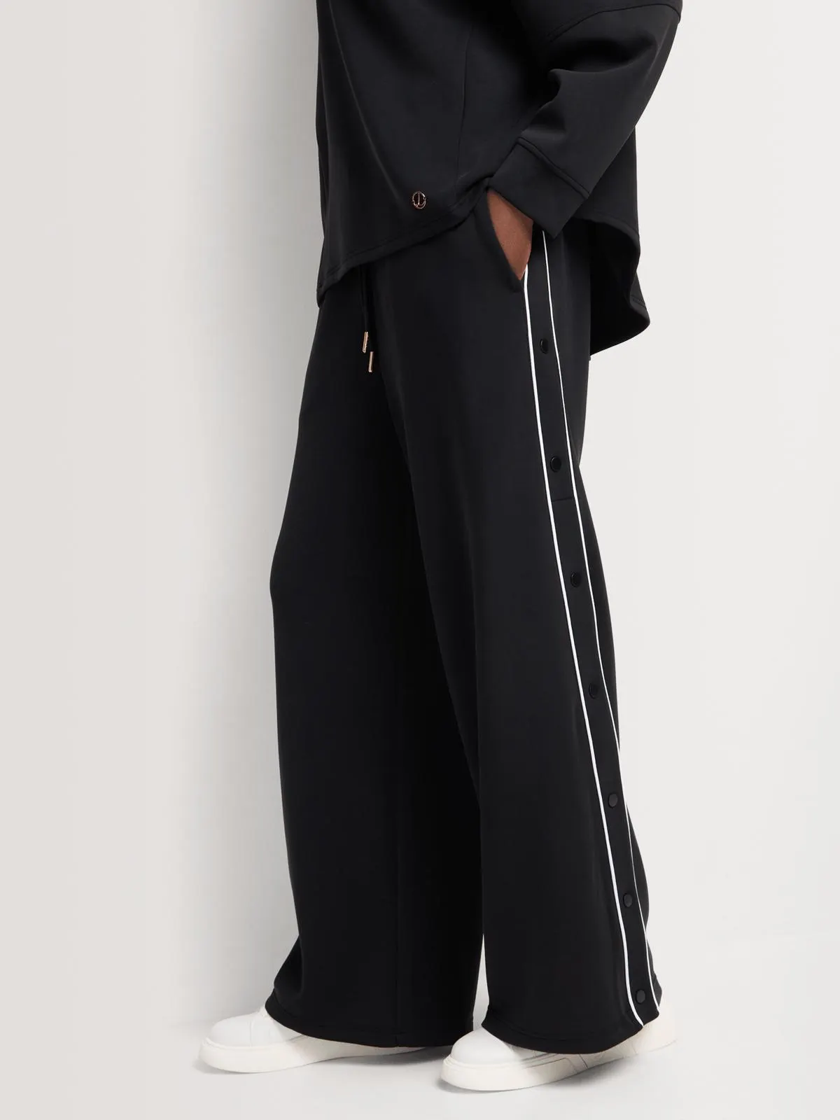 Luella Mock Button Wide Leg Pants