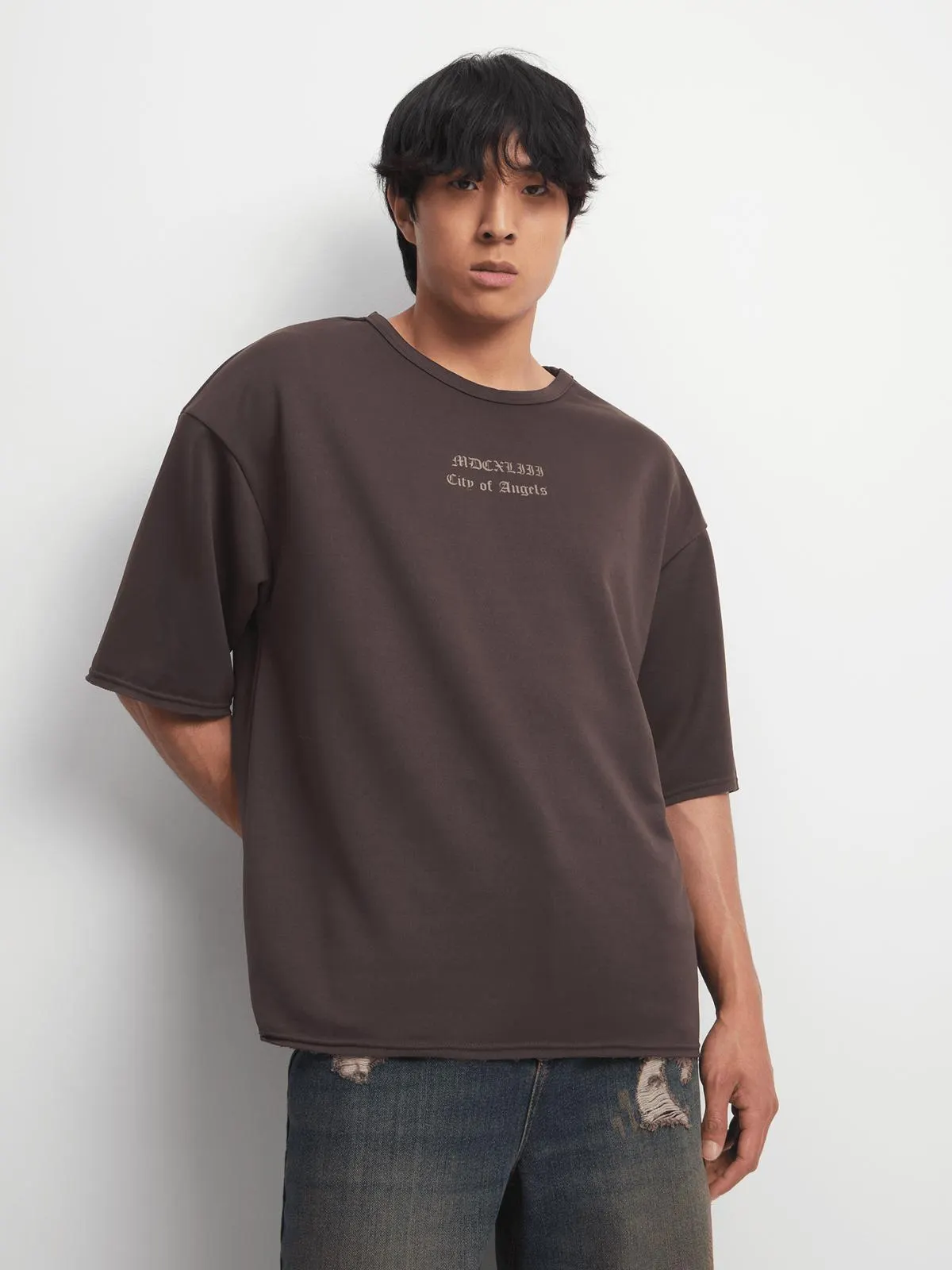 The FIX Men's Brown Angle Heavy Baggy Top