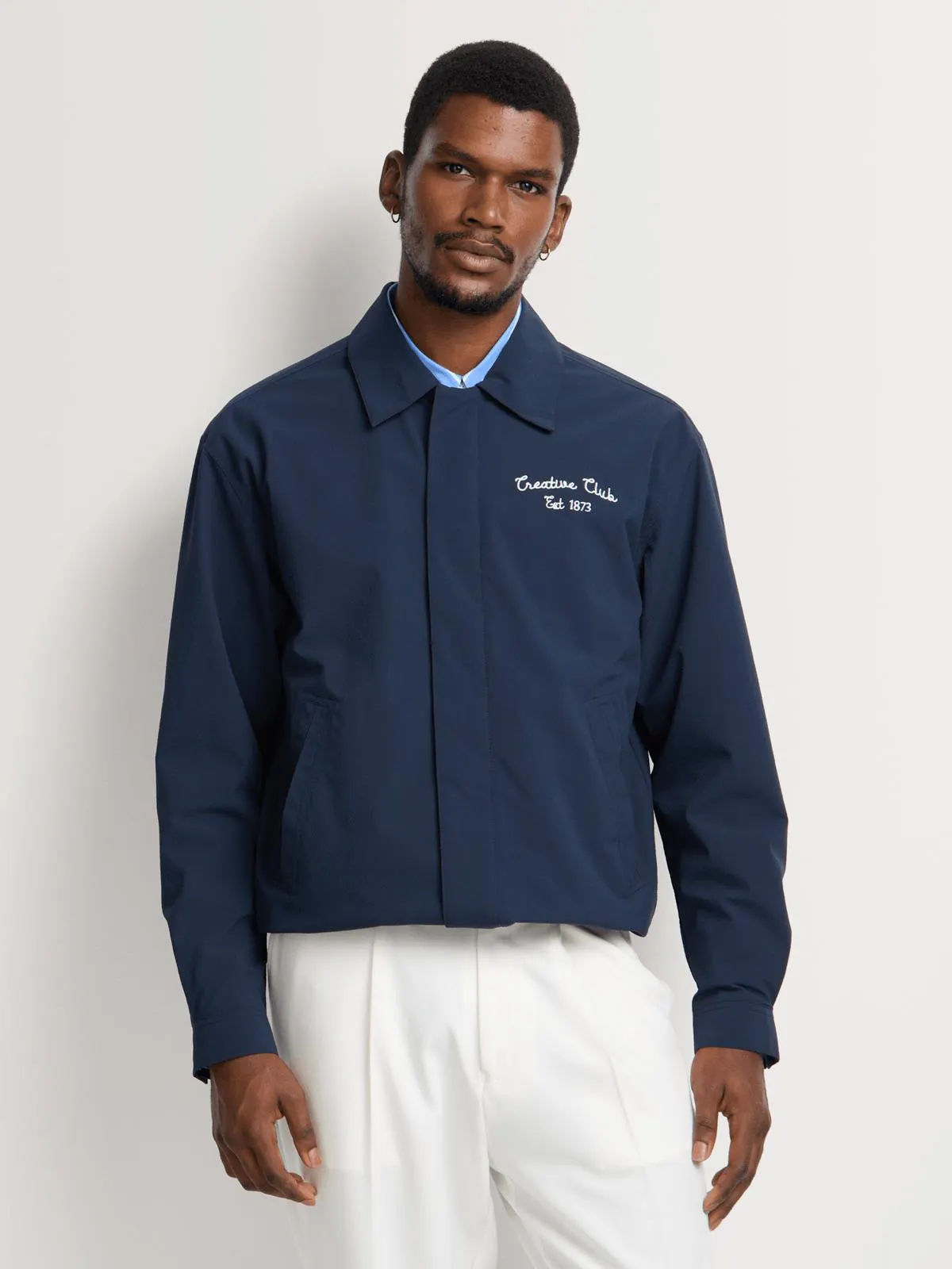 Markham Men's Regular Fit Seersucker Navy Jacket