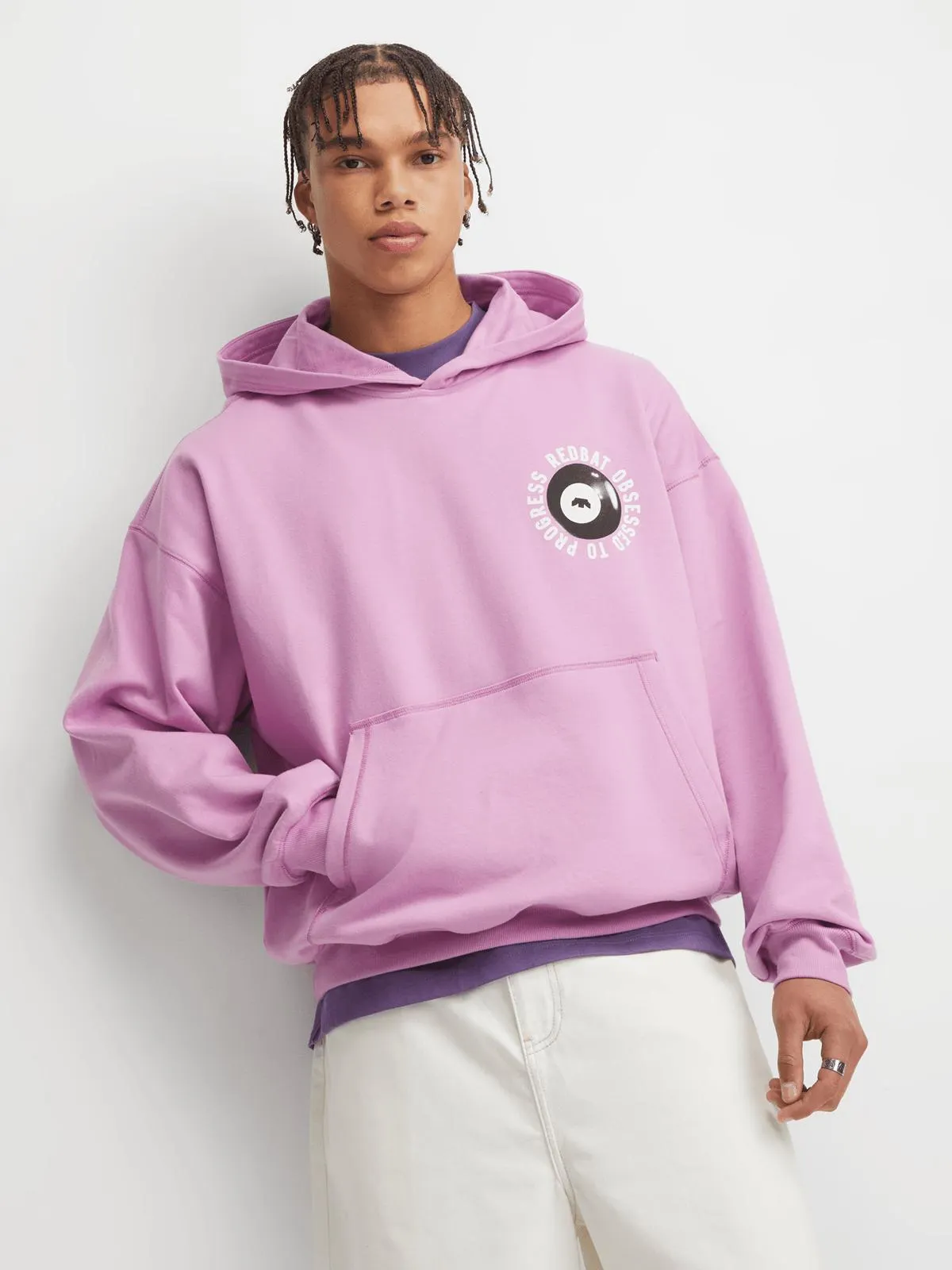 Redbat Men's Lilac Oversized Hoodie