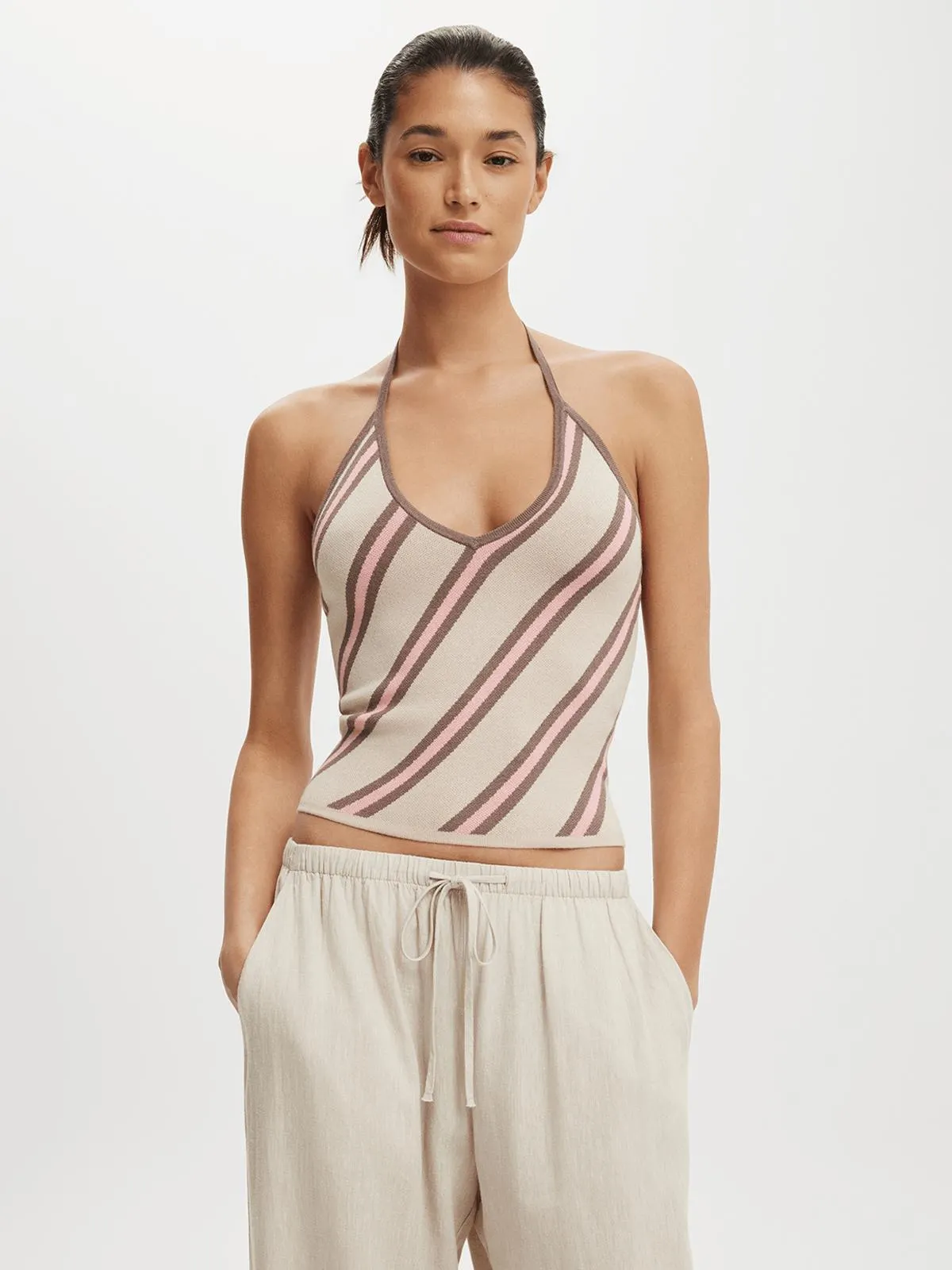 Women's Cotton On Multi Halter Knit With Contrast Bind Top