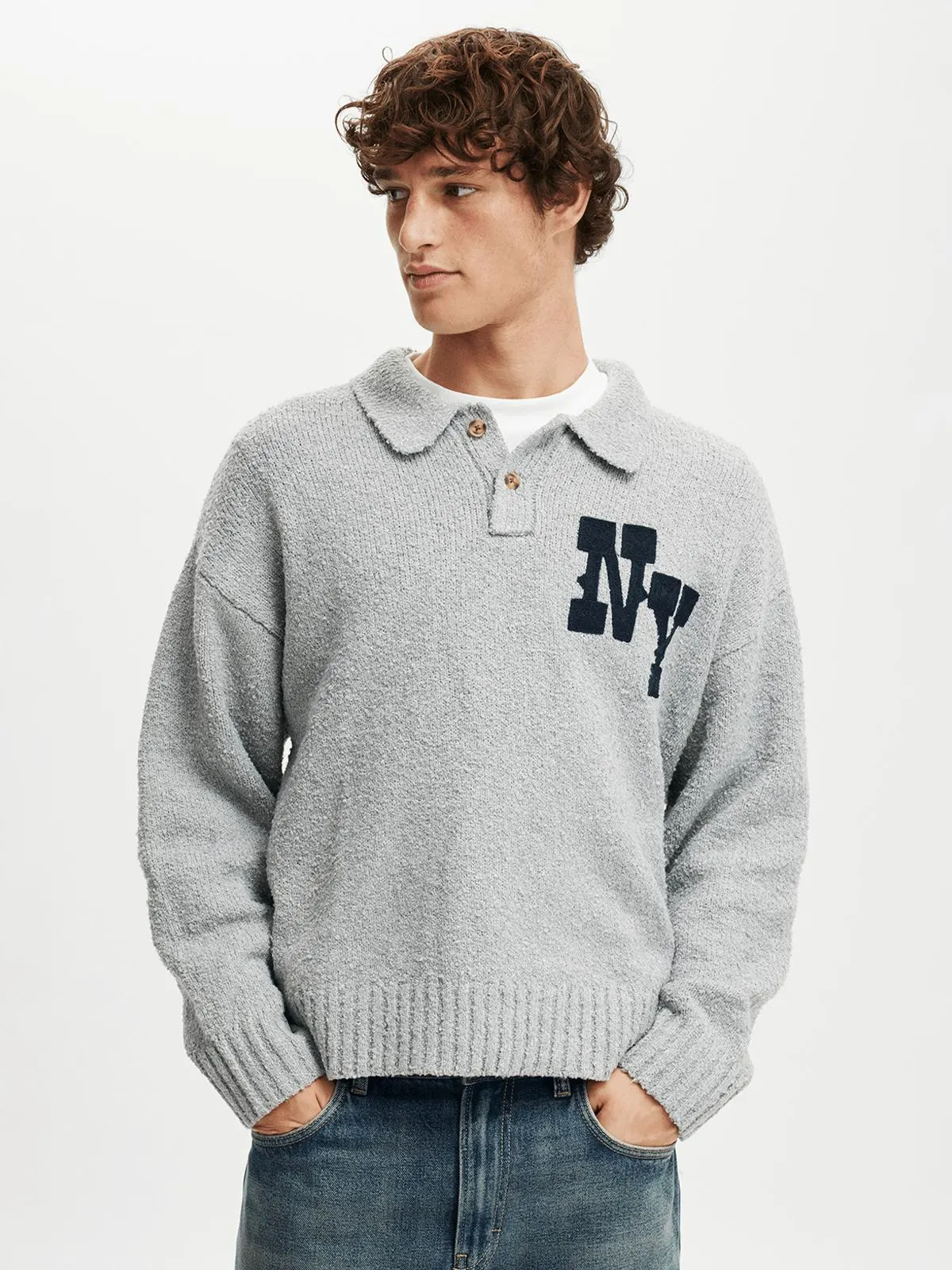 Men's Cotton On Grey Boxy Rugby Polo