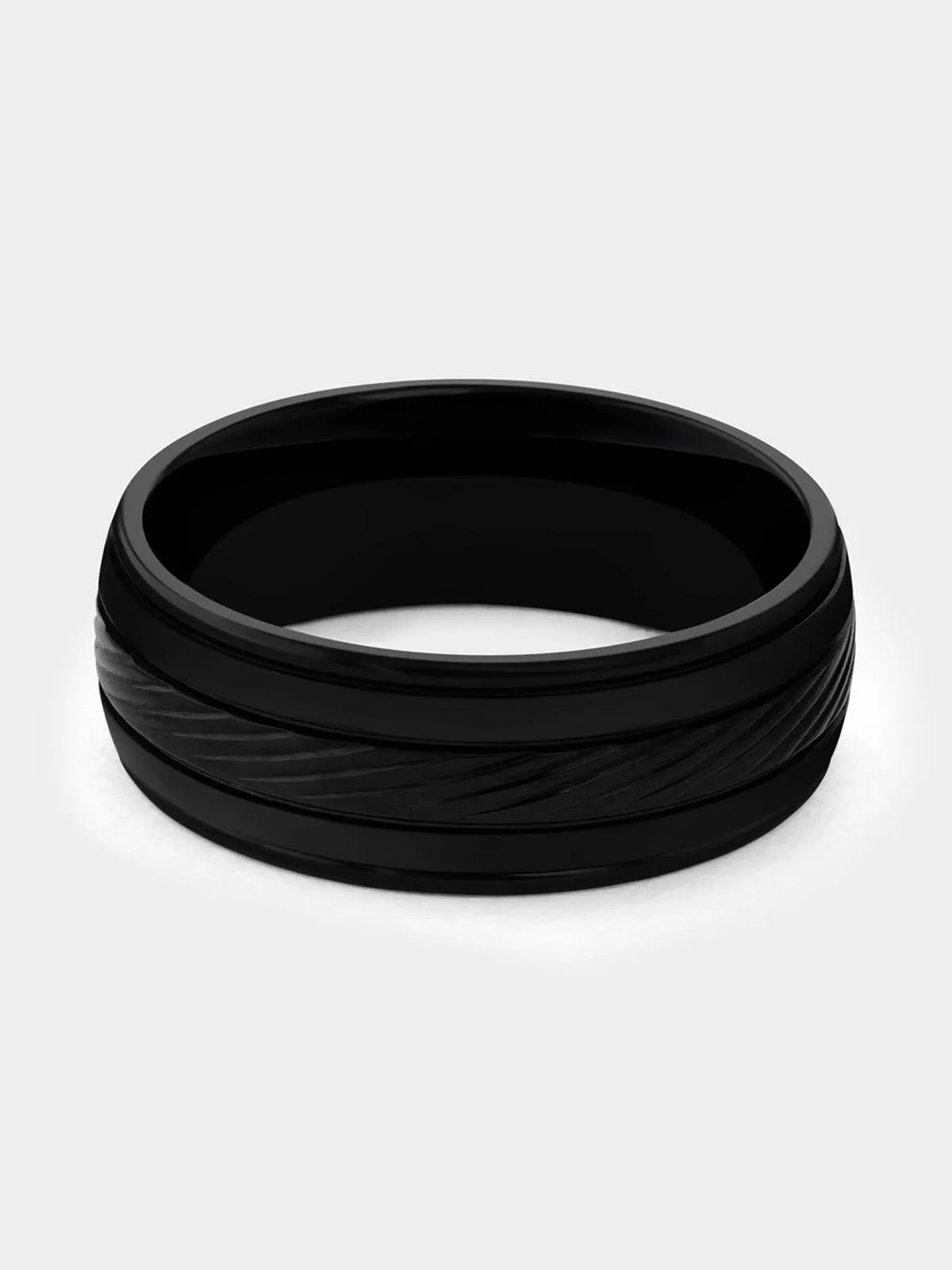 Stainless Steel Black Plated Multi Pattern Ring