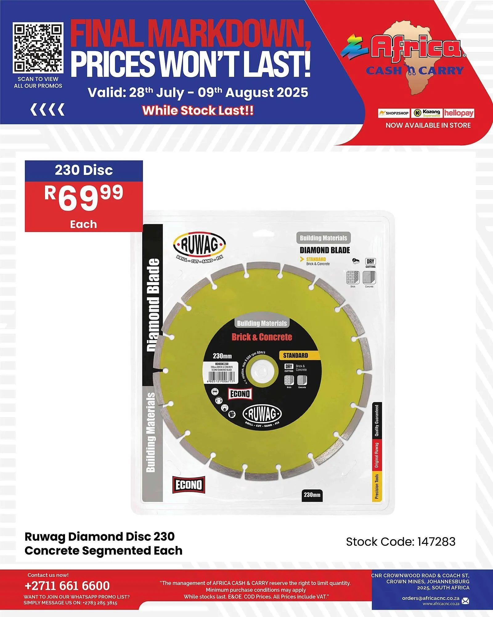 Africa Cash and Carry catalogue from 28 July to 9 August 2025 - Catalogue Page 1