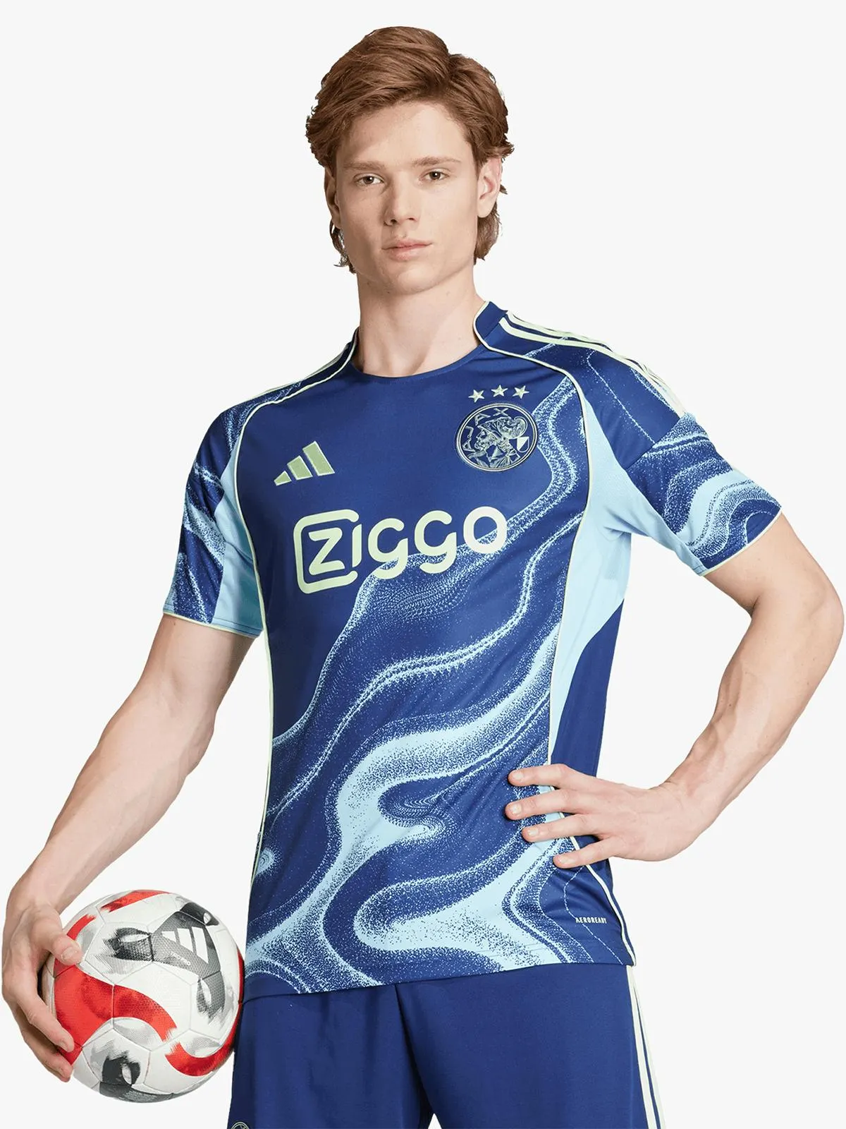 adidas Mens Ajax Away 25/26 Blue/Beige Stadium Jersey