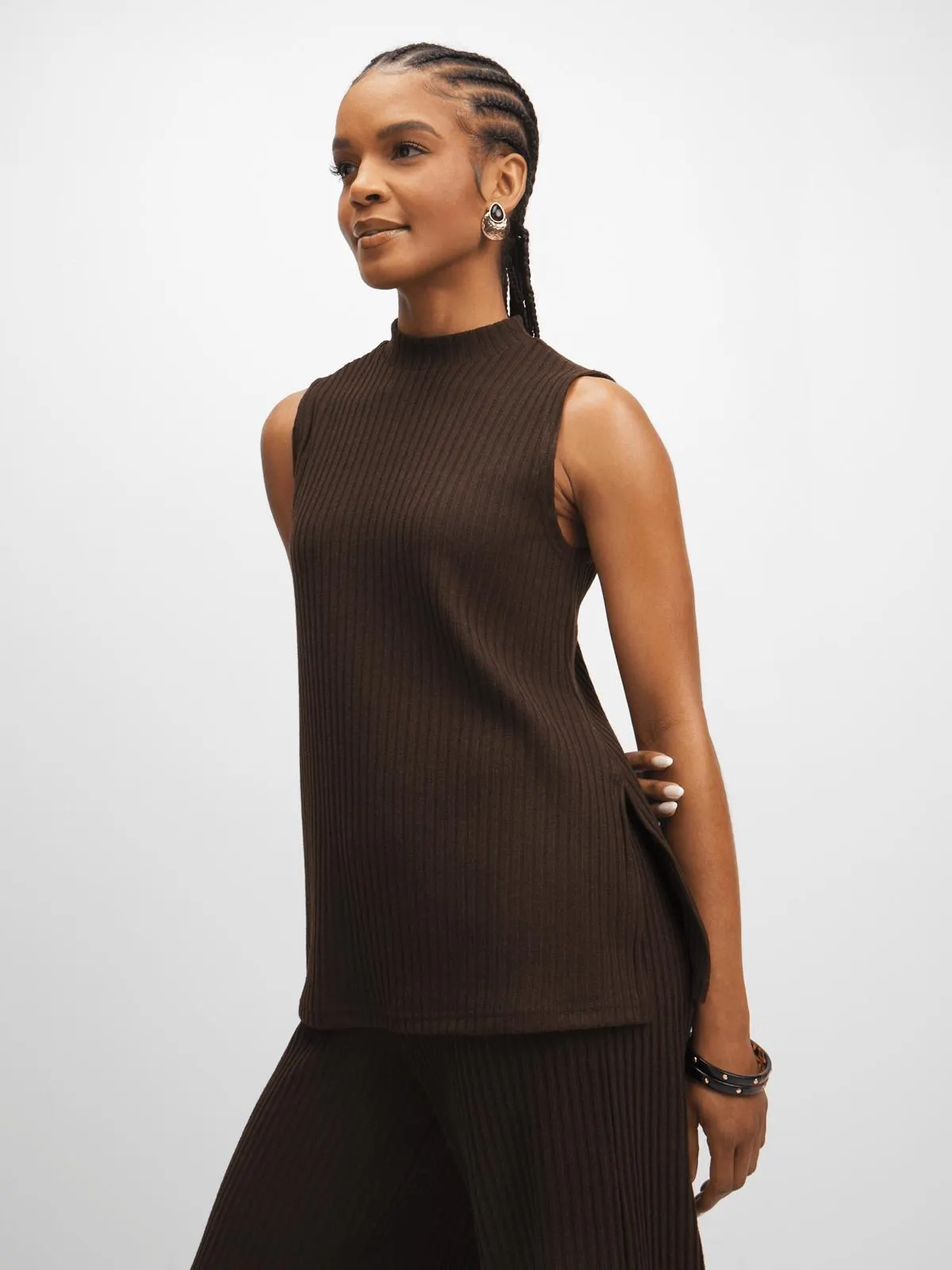 Jet Women's Chocolate Ribbed Top