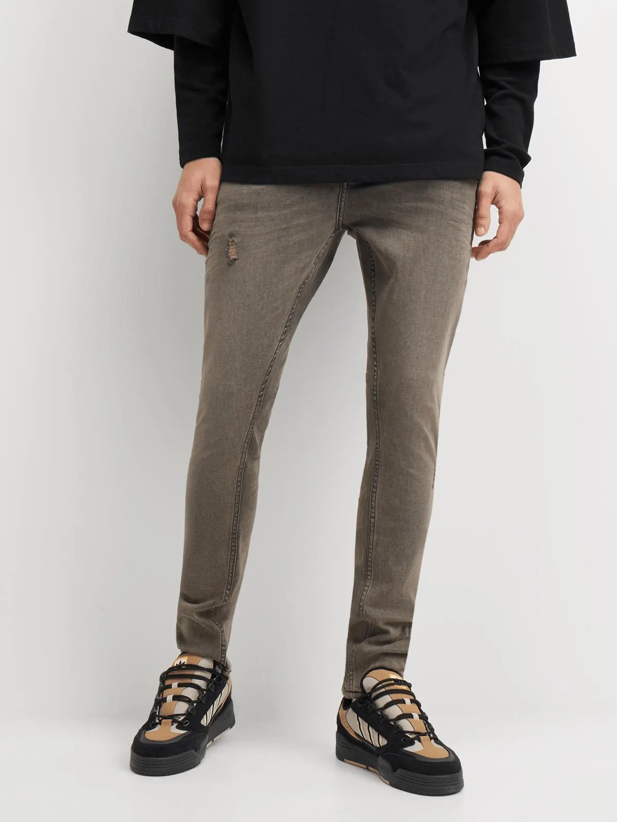 Redbat Men's Black Stained Skinny Jeans