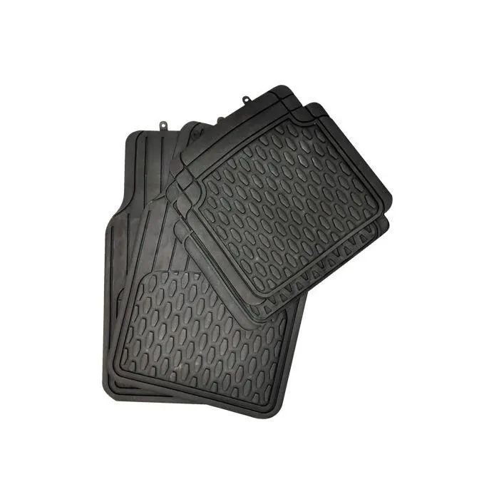 4 PIECE BLACK RUBBER MAT SET