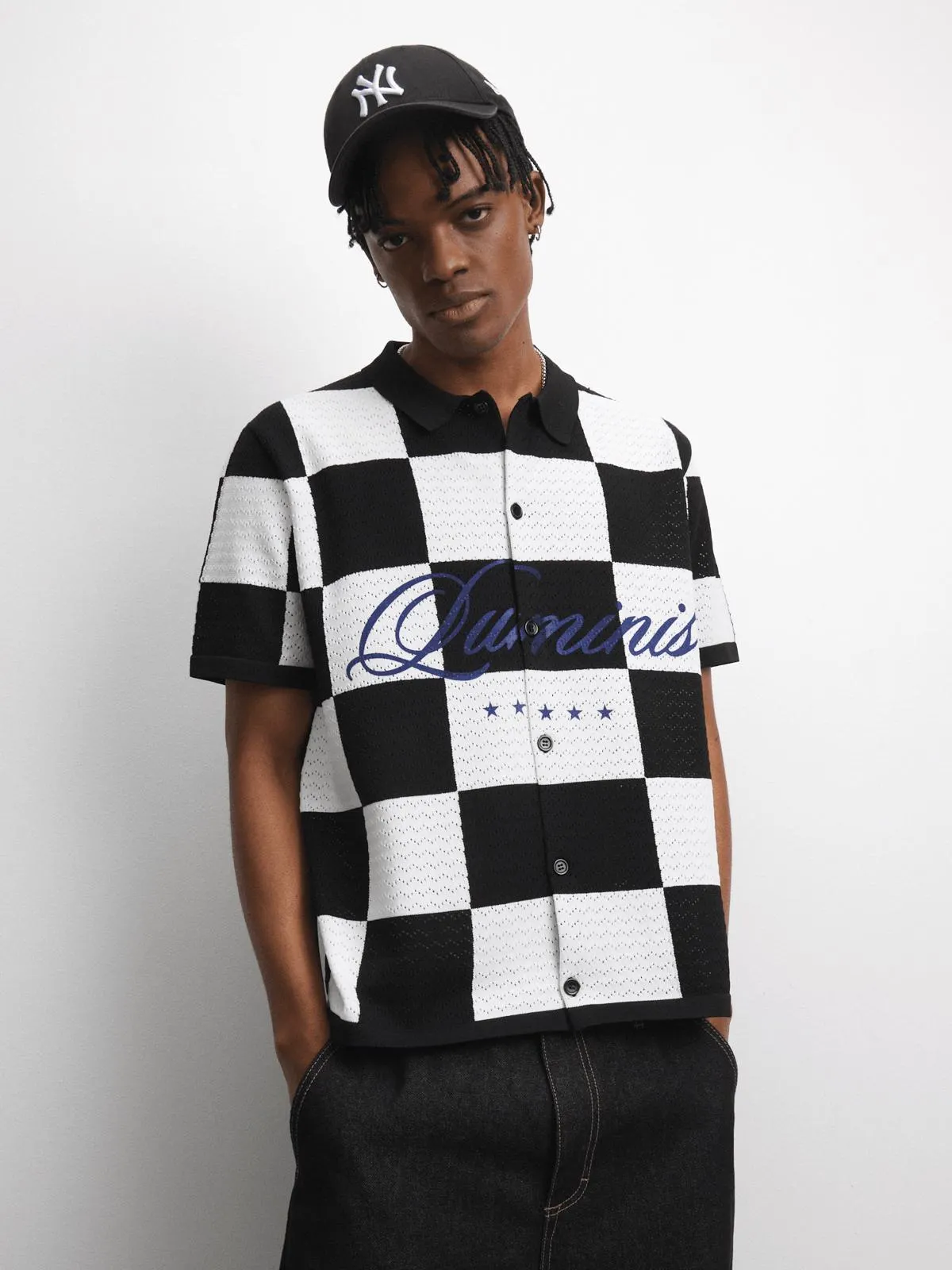 The FIX Men's Black & White Checkerboard Graphic Shirt